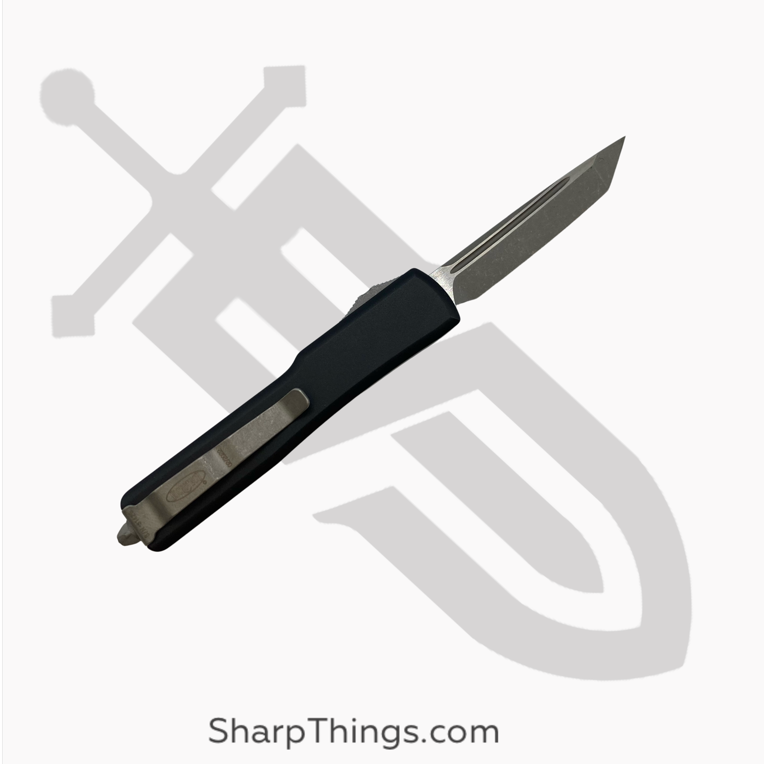 Microtech - 149-10AP - UTX-70 - OTF Auto - Elmax, M390, 204P Apocalyptic Tanto - 6061-T6 Aluminum - Black - Image 4