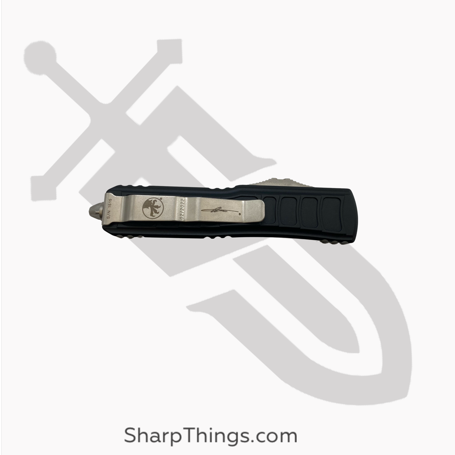 Microtech - 232II-10S - UTX-85 II Signature Series - OTF Auto - Elmax, M390, 204P Stonewash Dagger - 6061-T6 Aluminum - Black - Image 3