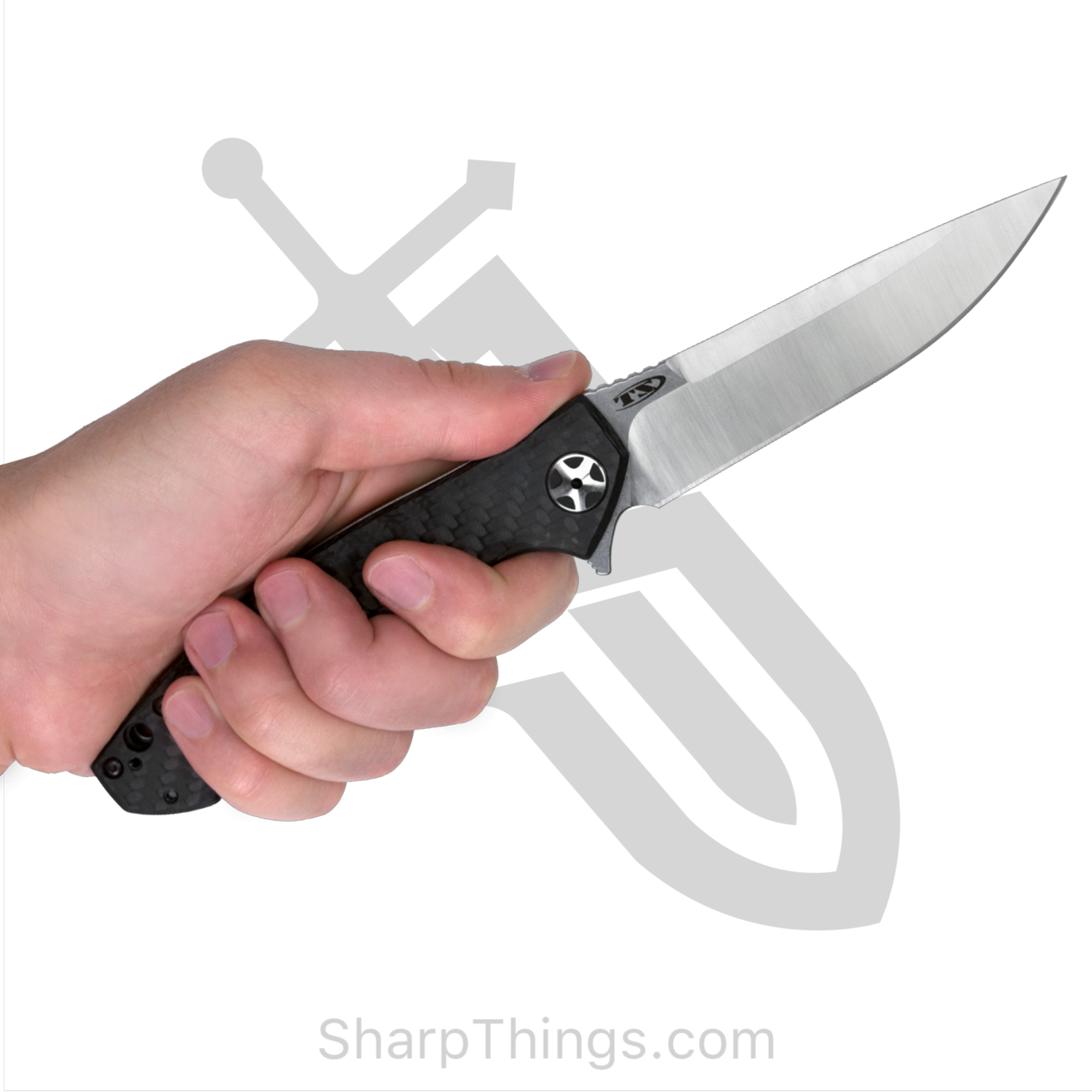 Zero Tolerance - ZT0452CF - Large Sinkevich - Folding Knife - S35VN Stonewash Drop Point - CF Front with Titanium - Black - Image 7