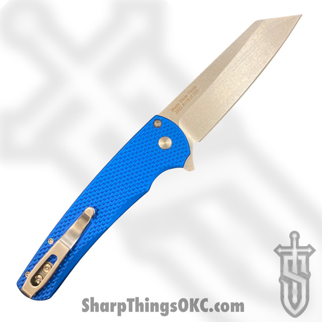 ProTech - 5205-BLUE BS - Malibu Blade Show - Automatic Knife - CPM-20CV Stonewash Reverse Tanto - Aluminum - Blue - Image 3