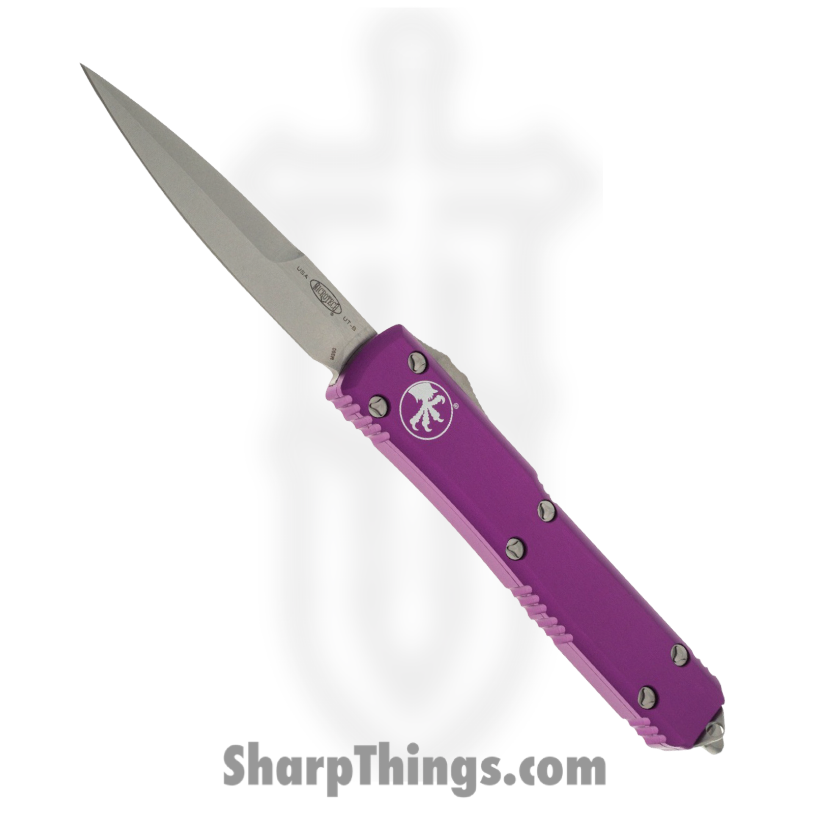 Microtech - 120-10VI - Ultratech - OTF Auto - M390 Stonewash Bayonet - 6061-T6 Aluminum - Violet