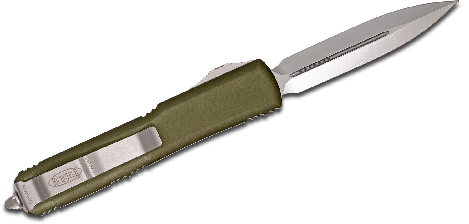 Microtech - 122-4OD - Ultratech - OTF Auto - M390 Satin Dagger - 6061-T6 Aluminum - OD Green - Image 8