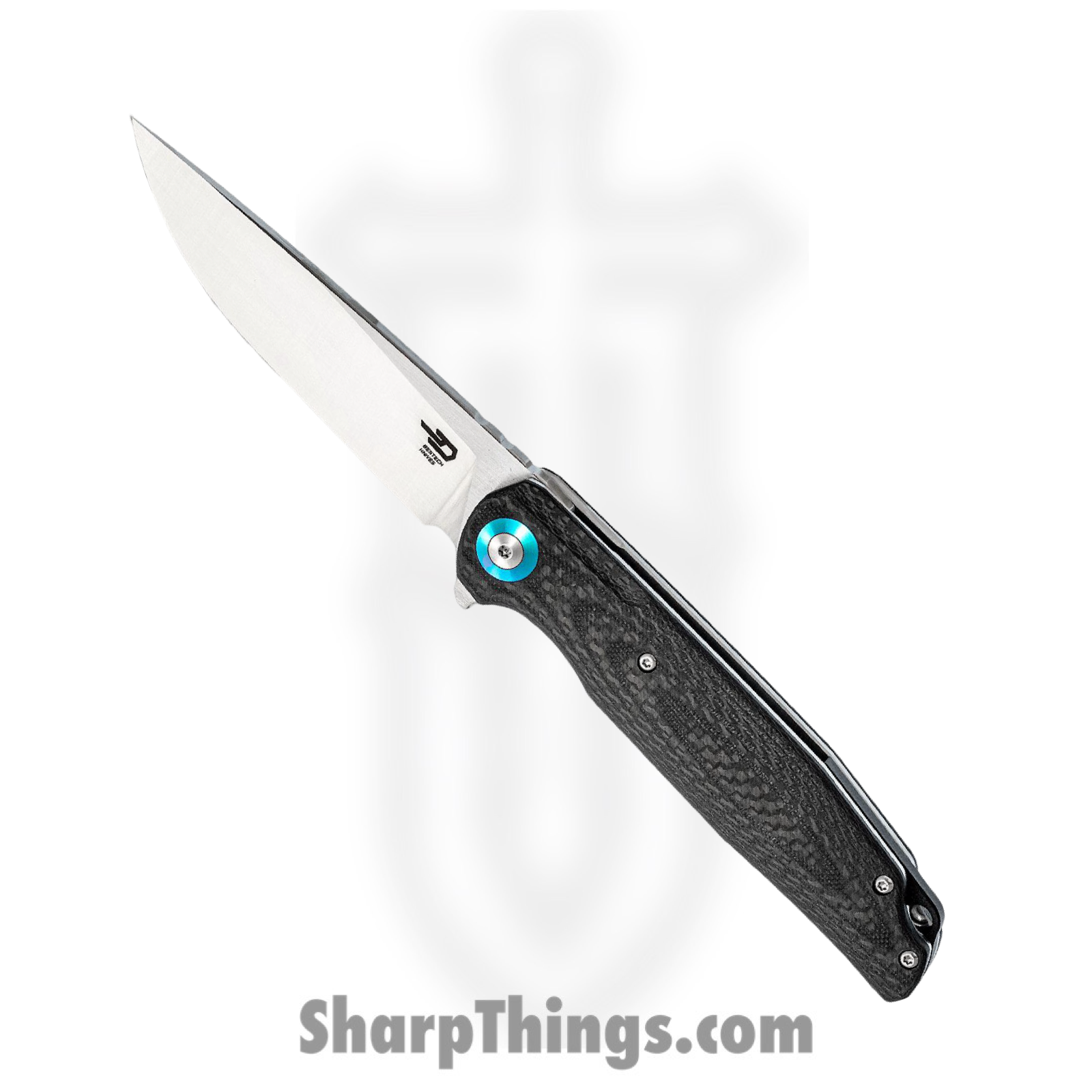 Bestech Knives - BTKG19A - Ascot - Folding Knife - D2 Satin Drop Point - G10 Carbon Fiber - Black