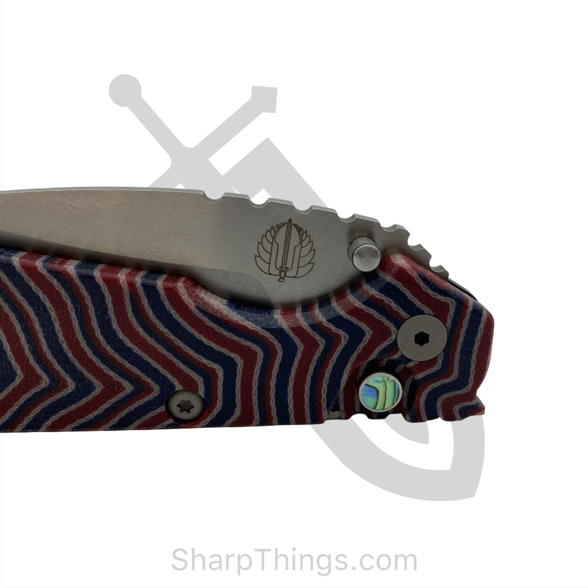 ProTech - SnGMC2 - Custom Strider SnG Edition - Automatic Knife - 154CM Stonewash Drop Point - Aluminum/Micarta - Blue/Red - Image 2