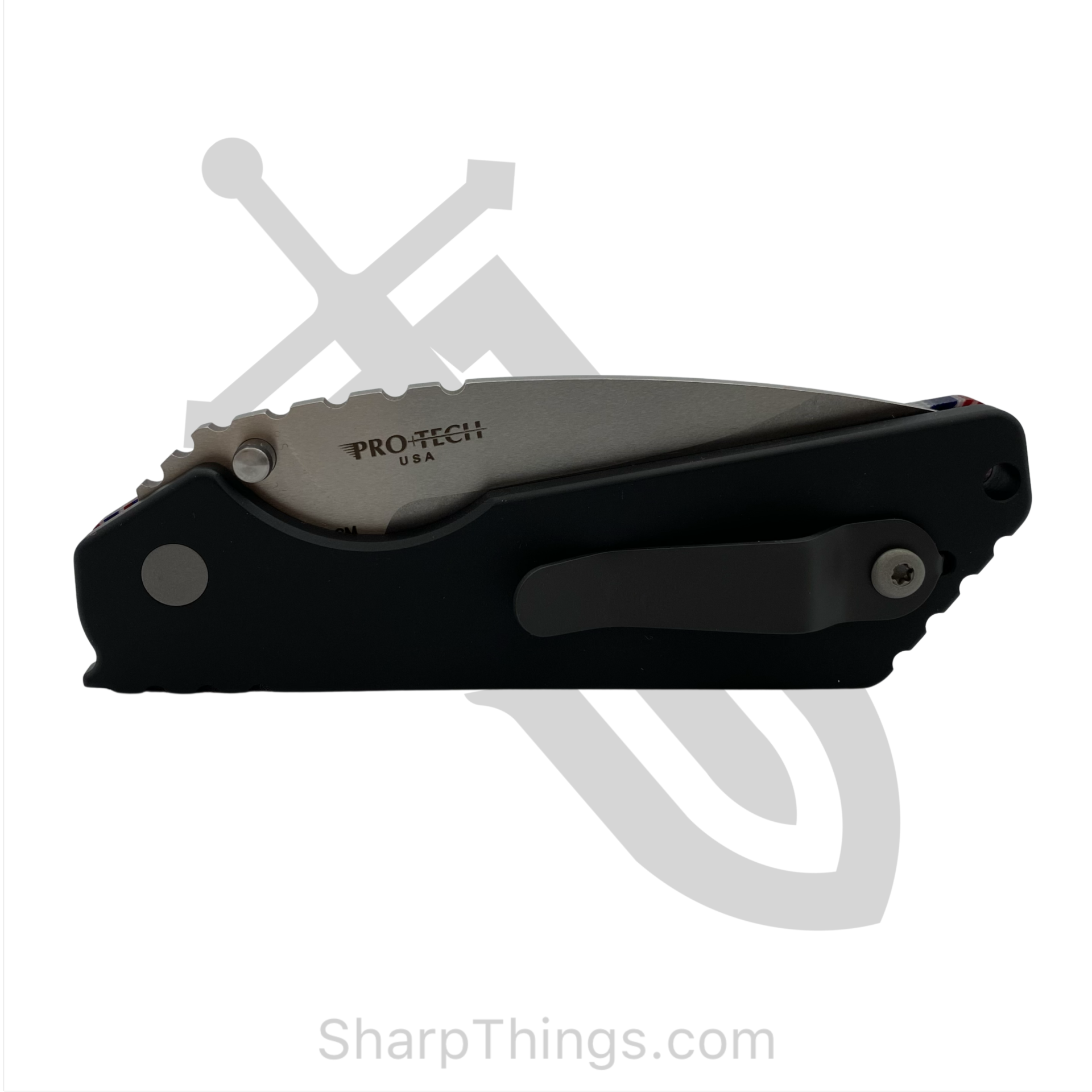 ProTech - SnGMC2 - Custom Strider SnG Edition - Automatic Knife - 154CM Stonewash Drop Point - Aluminum/Micarta - Blue/Red - Image 4