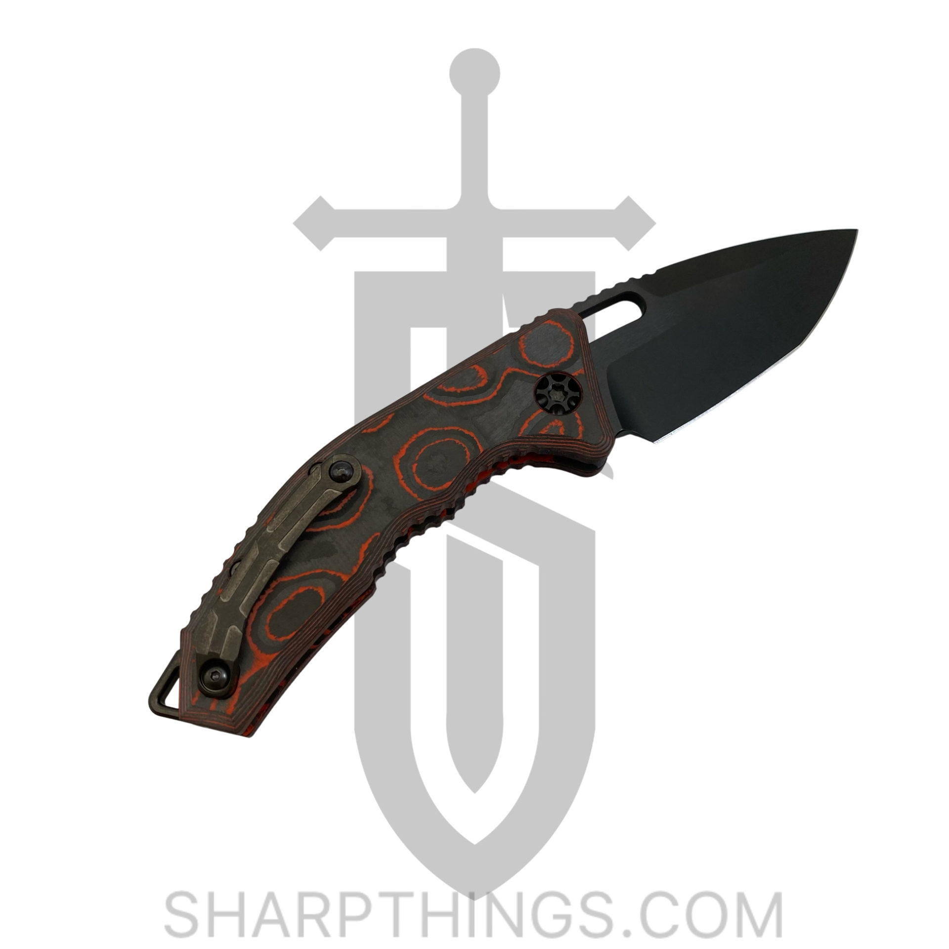 Heretic Knives - H011-6A-ORCF - Medusa - Automatic Knife - Elmax Coated Tanto - Camo Carbon Fiber - Black/Orange - Image 2