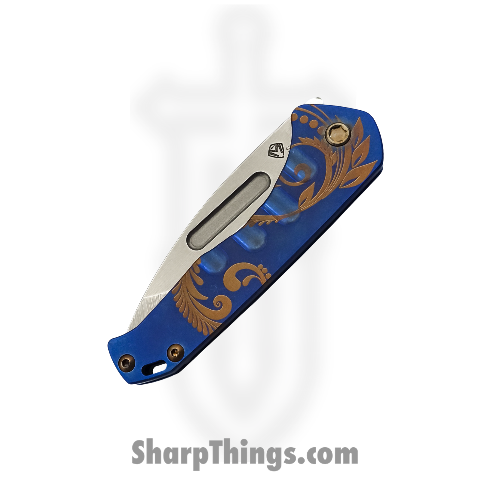 Medford Knife - MK208STT-37A2-T1C1-Q4 - Praetorian Slim Tubled Tanto - S35VN Titanium - Blue Gold Filigree - Image 3