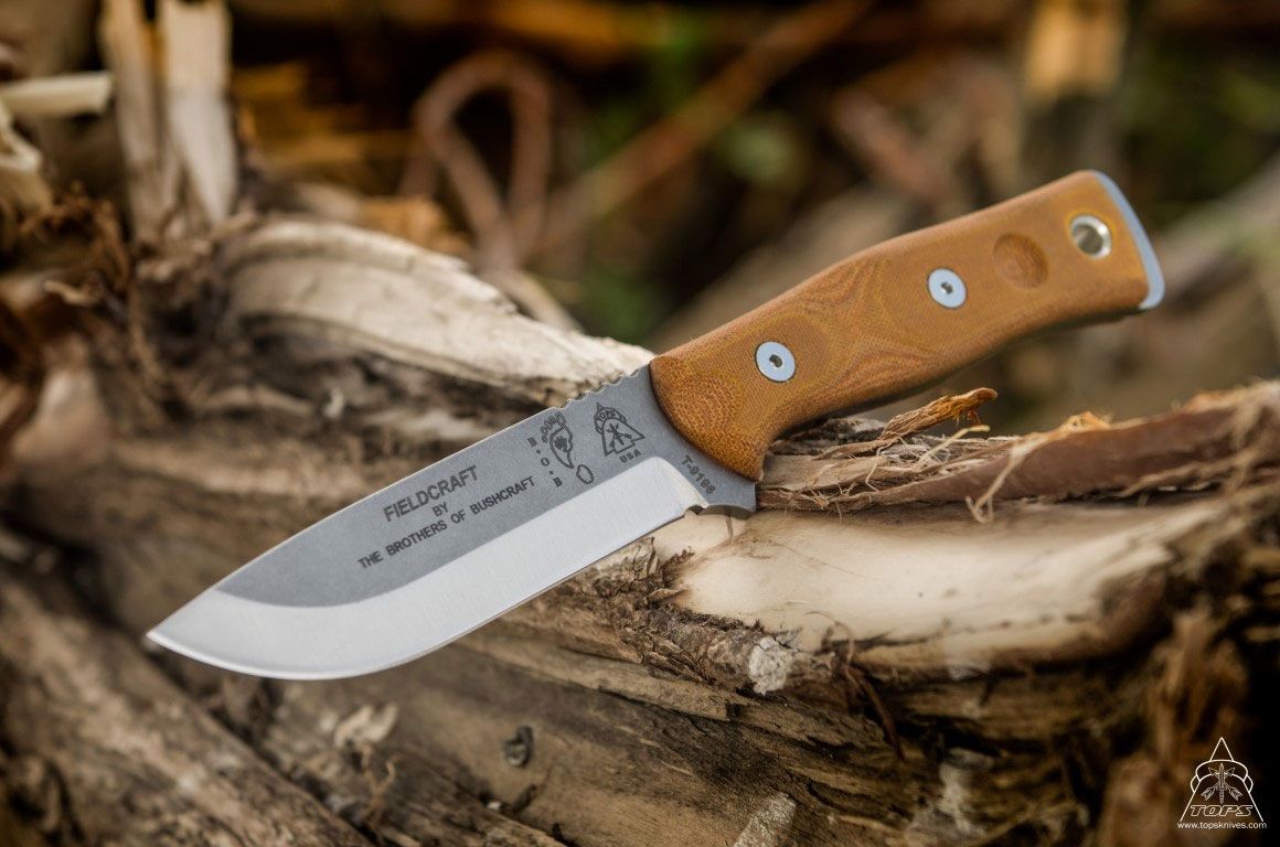 Tops - TPBROSTBF - BOB Hunter - Fixed Blade Knife - 1095 HC Tumbled Drop Point - Micarta - Tan - Image 6