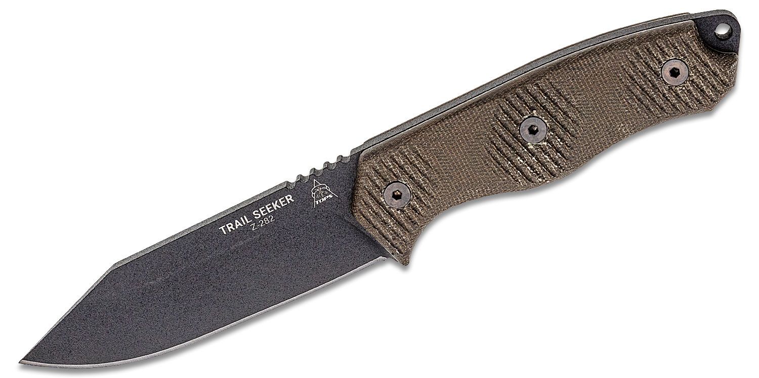 Tops - TPTLSR01 - Trail Seeker - Fixed Blade Knife - 1095 HC Coated Clip Point - Micarta - Green - Image 6