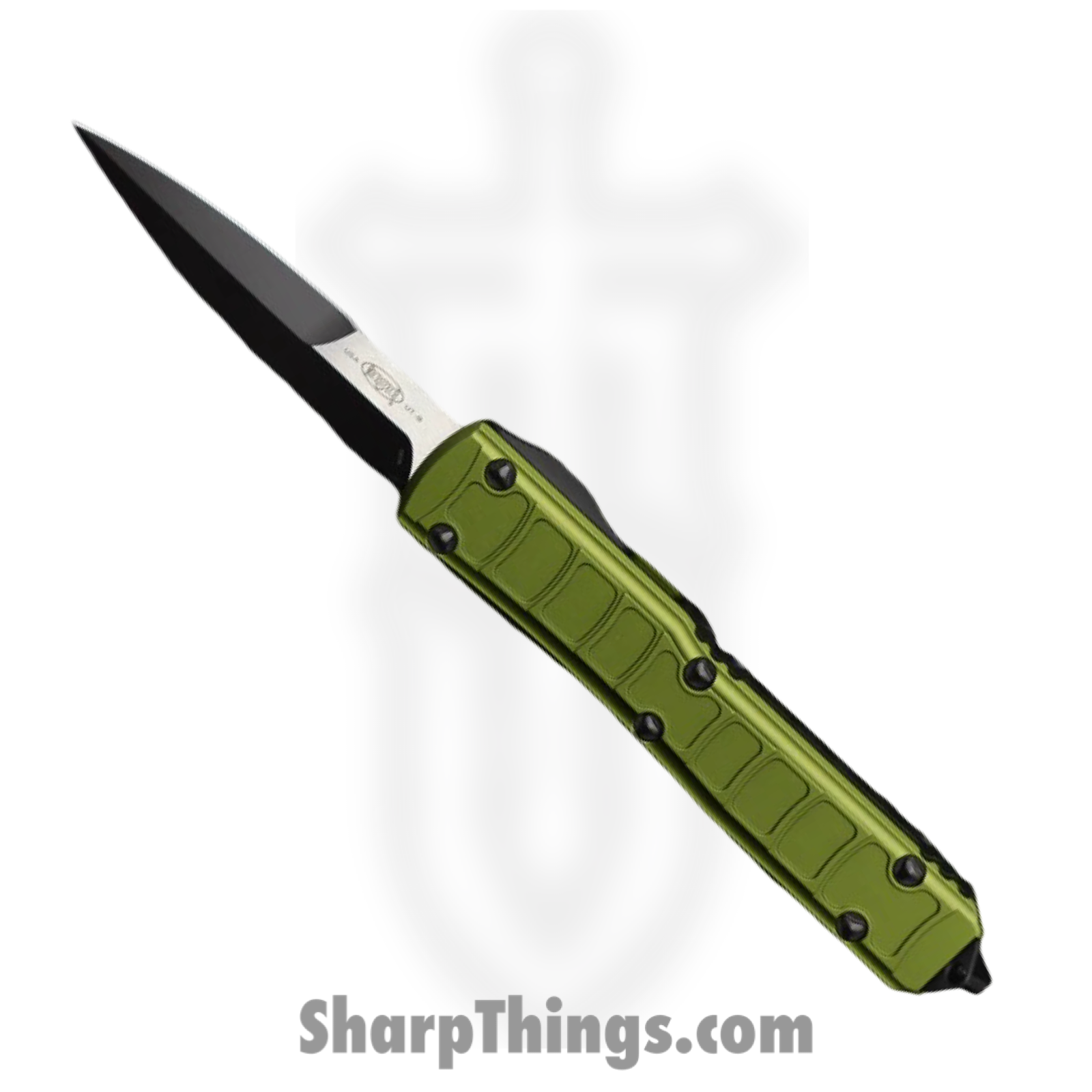 Microtech - 120II-1ODS - Ultratech Signature Series - OTF Auto - M390 Two Tone Bayonet - 6061-T6 Aluminum - OD Green
