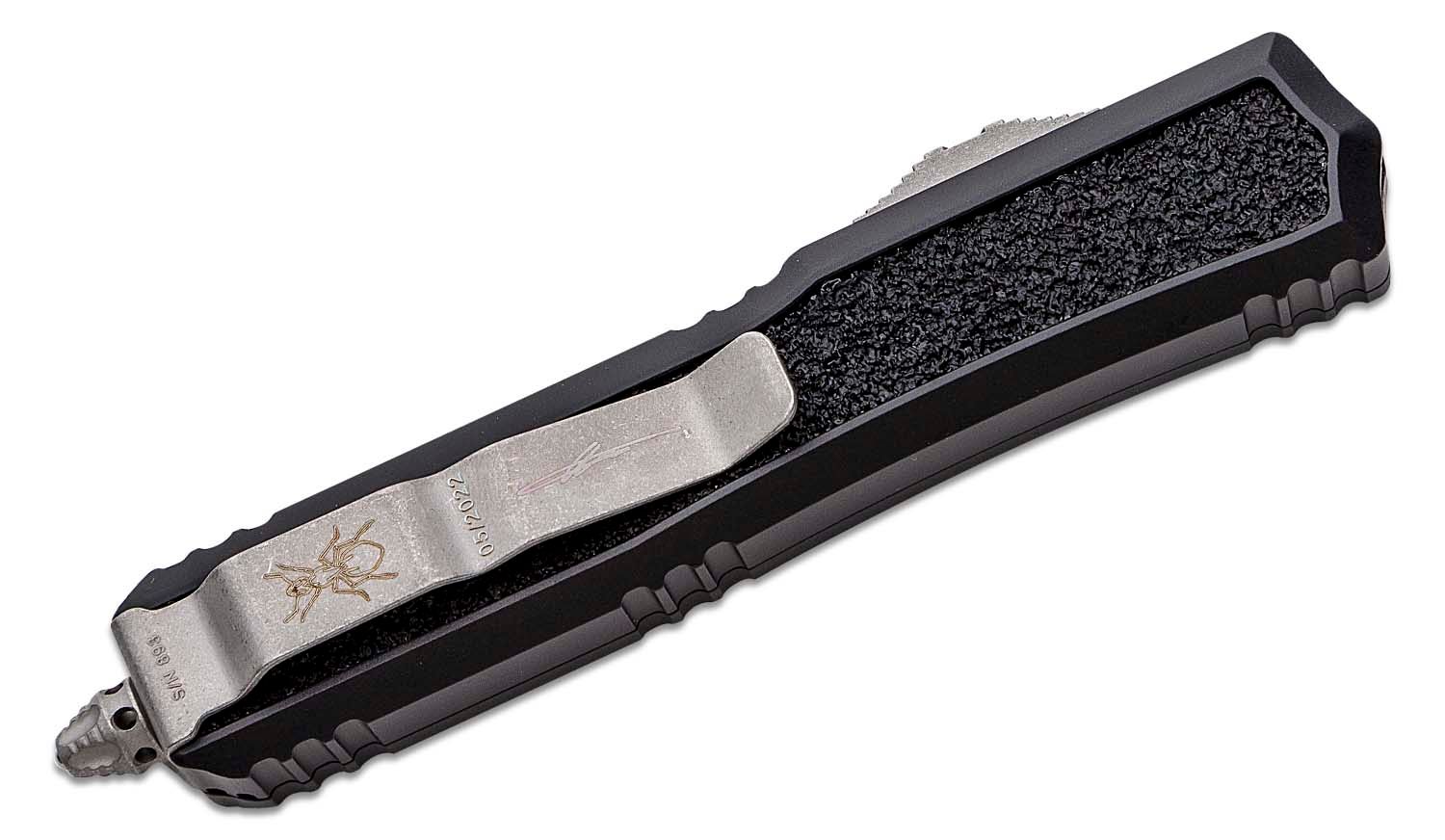 Microtech - 206-10APS - Makora Signature Series - OTF Auto - Elmax, M390, 204P Apocalyptic Dagger - Aluminum/Traction Inlay - Black - Image 7