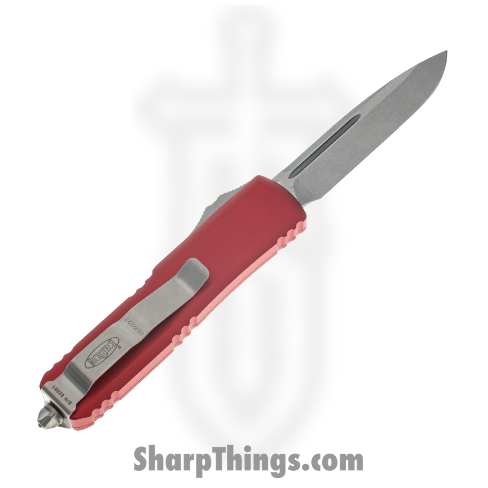 Microtech - 231-10RD - UTX-85 - OTF Auto - Elmax, M390, 204P Stonewash Drop Point - 6061-T6 Aluminum - Red - Image 2