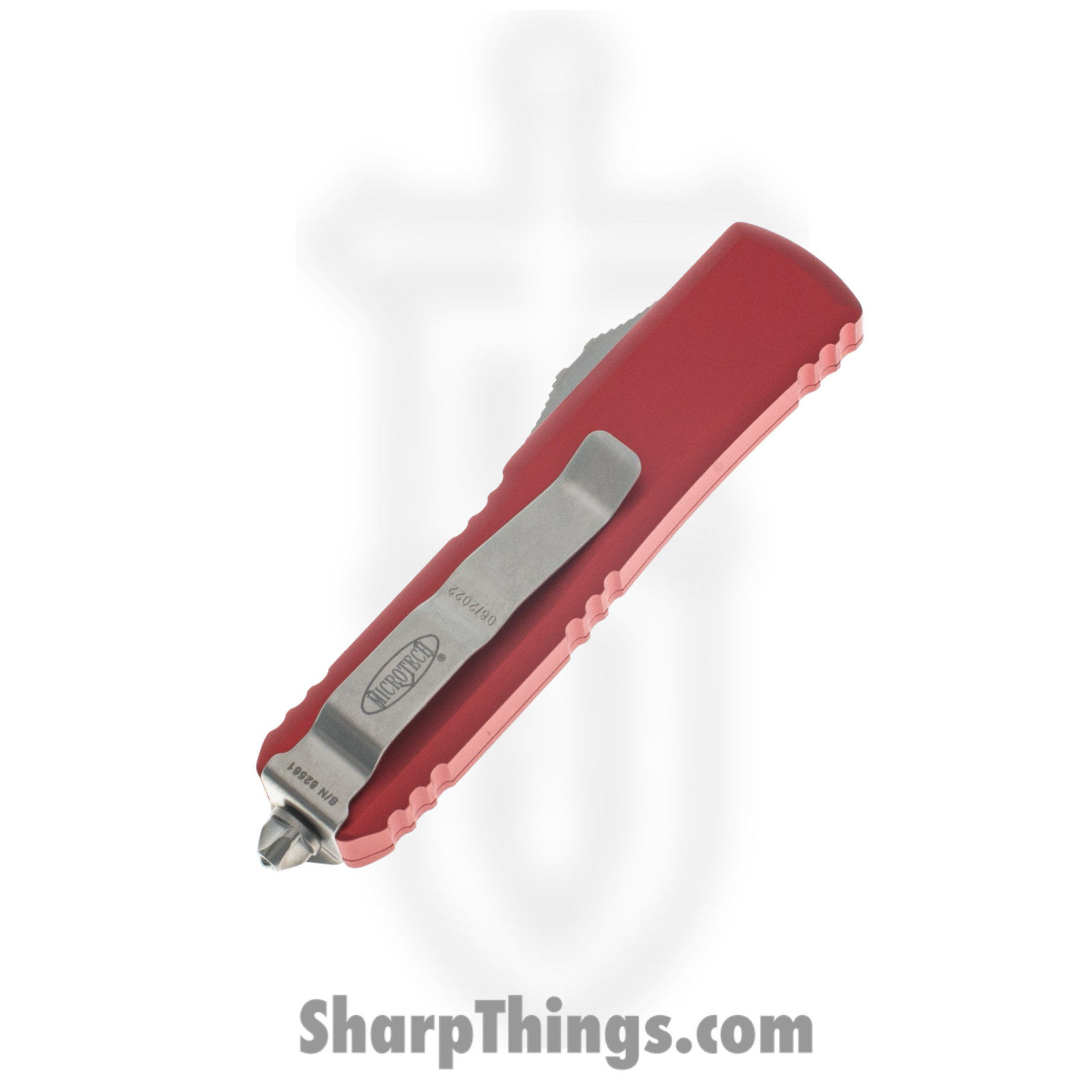 Microtech - 231-10RD - UTX-85 - OTF Auto - Elmax, M390, 204P Stonewash Drop Point - 6061-T6 Aluminum - Red - Image 4
