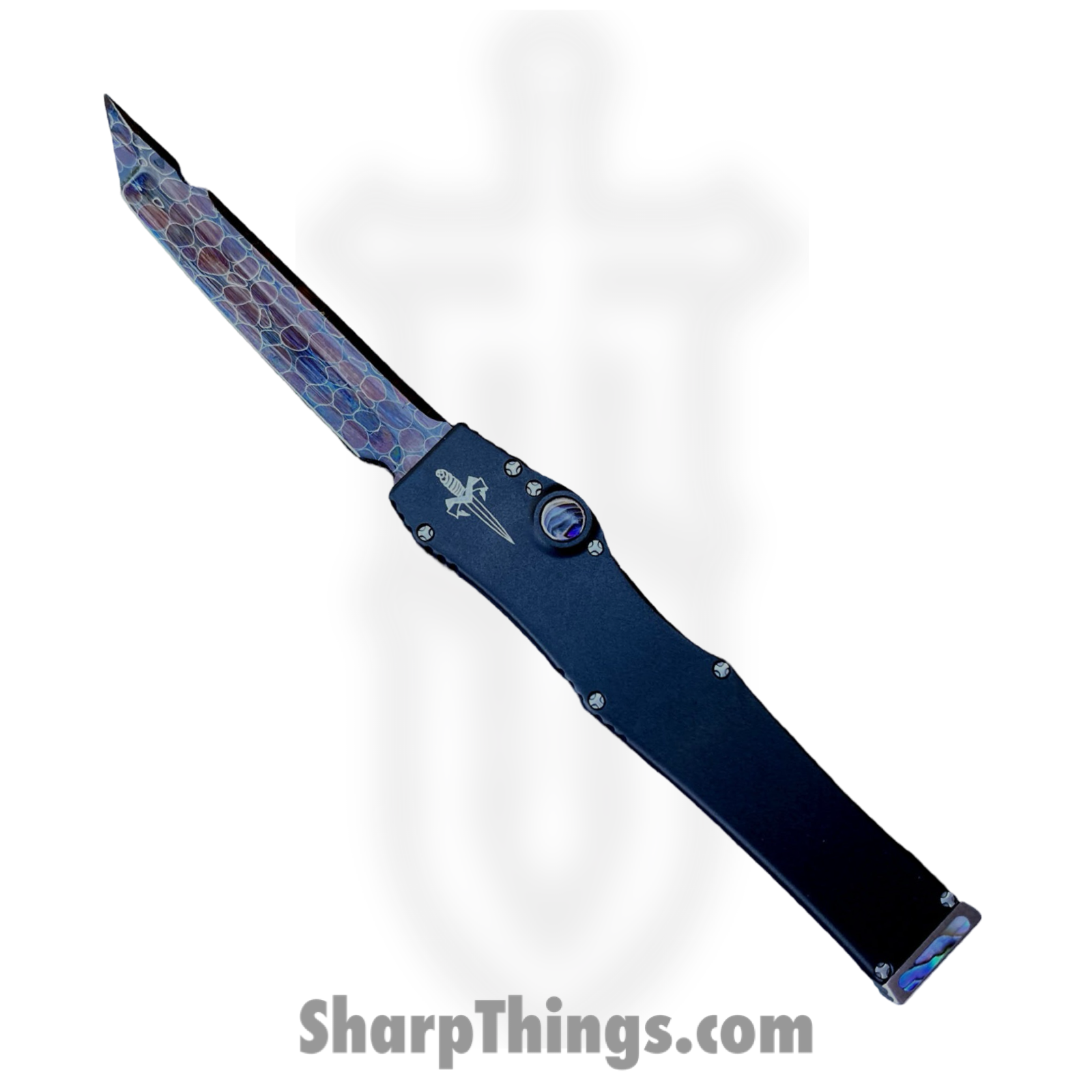 Marfione Custom Knives - 349-MCK-DRGN - Marfione Custom Halo III Mini - Automatic Knife - 349-MCK-DRGN Marfione Custom Halo III Mini Automatic Knife - 6061-T6 Aluminum - Black