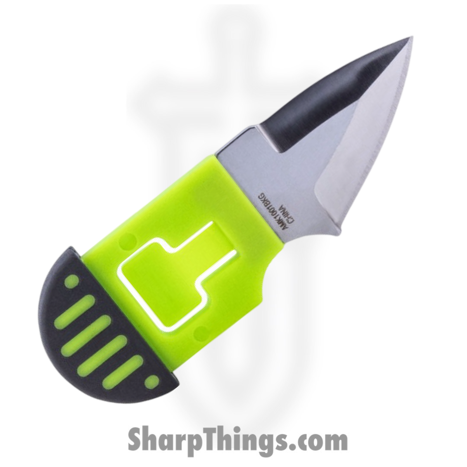 Al Mar - AMK1001BKGBL - Stinger Keyring Knife - Fixed Blade Knife - D2 Satin Spear Point - Polymer with TPR Overmold - Green Black - Image 2