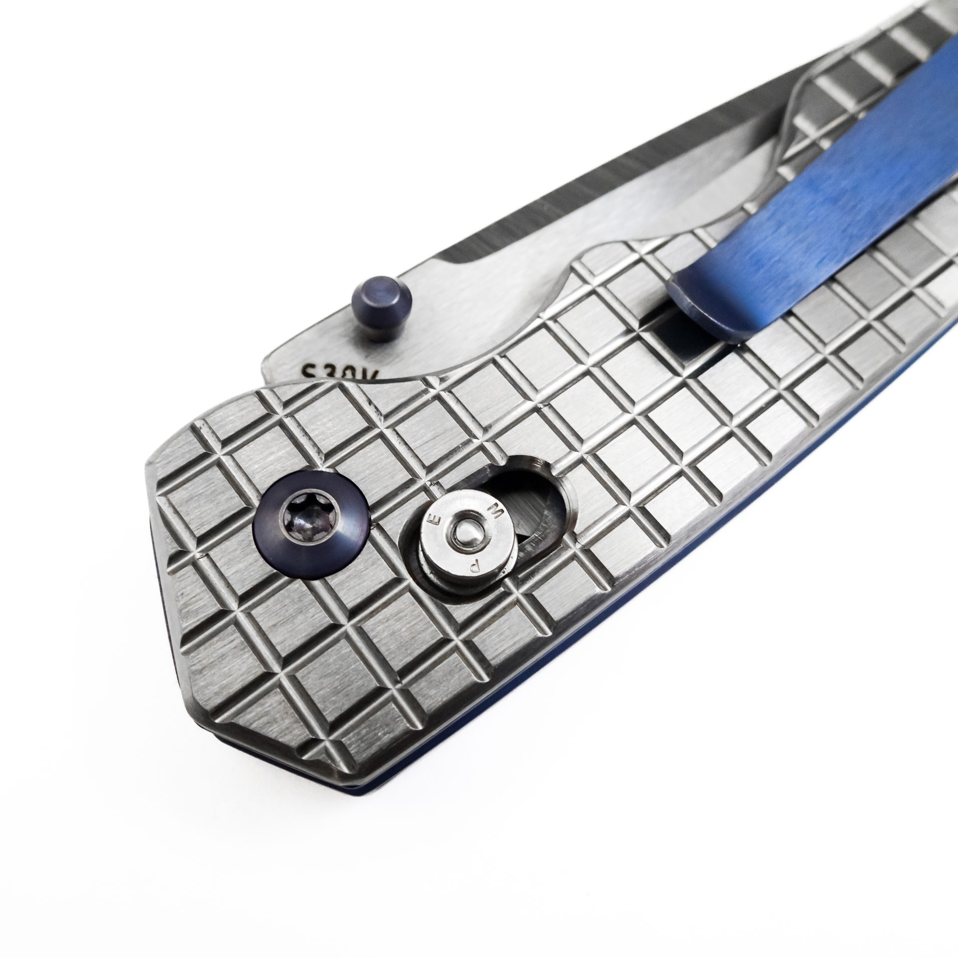 Attention 2 Detail Mercantile - A2DBLmFrg - Bar Lock Medium - Folding Knife - S30V Satin Drop Point - Frag Pattern Titanium - Silver - Image 11