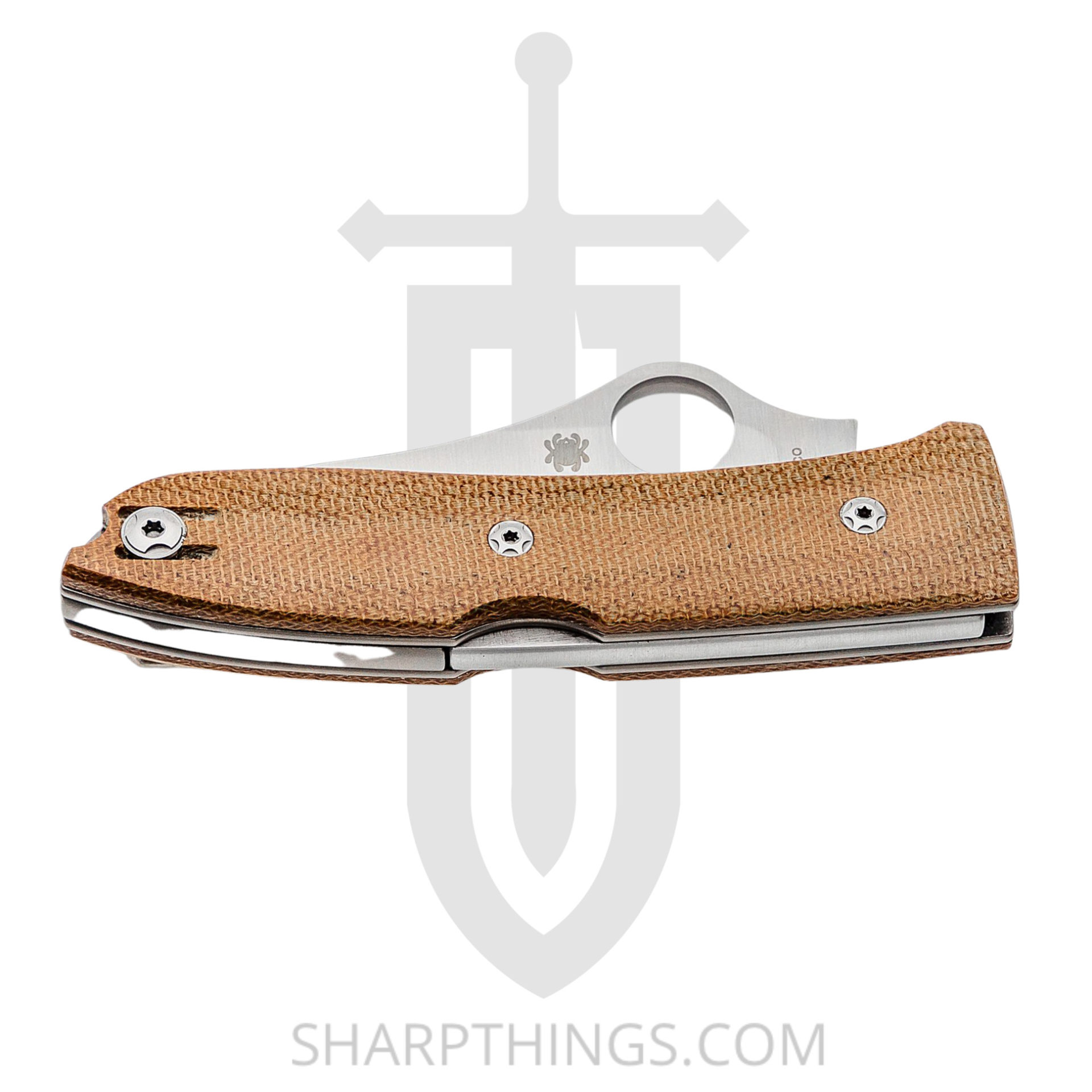 Spyderco - SC255CMP - SpyOpera Lockback - Folding Knife - M390 Satin Drop Point - Canvas Micarta - Brown - Image 7