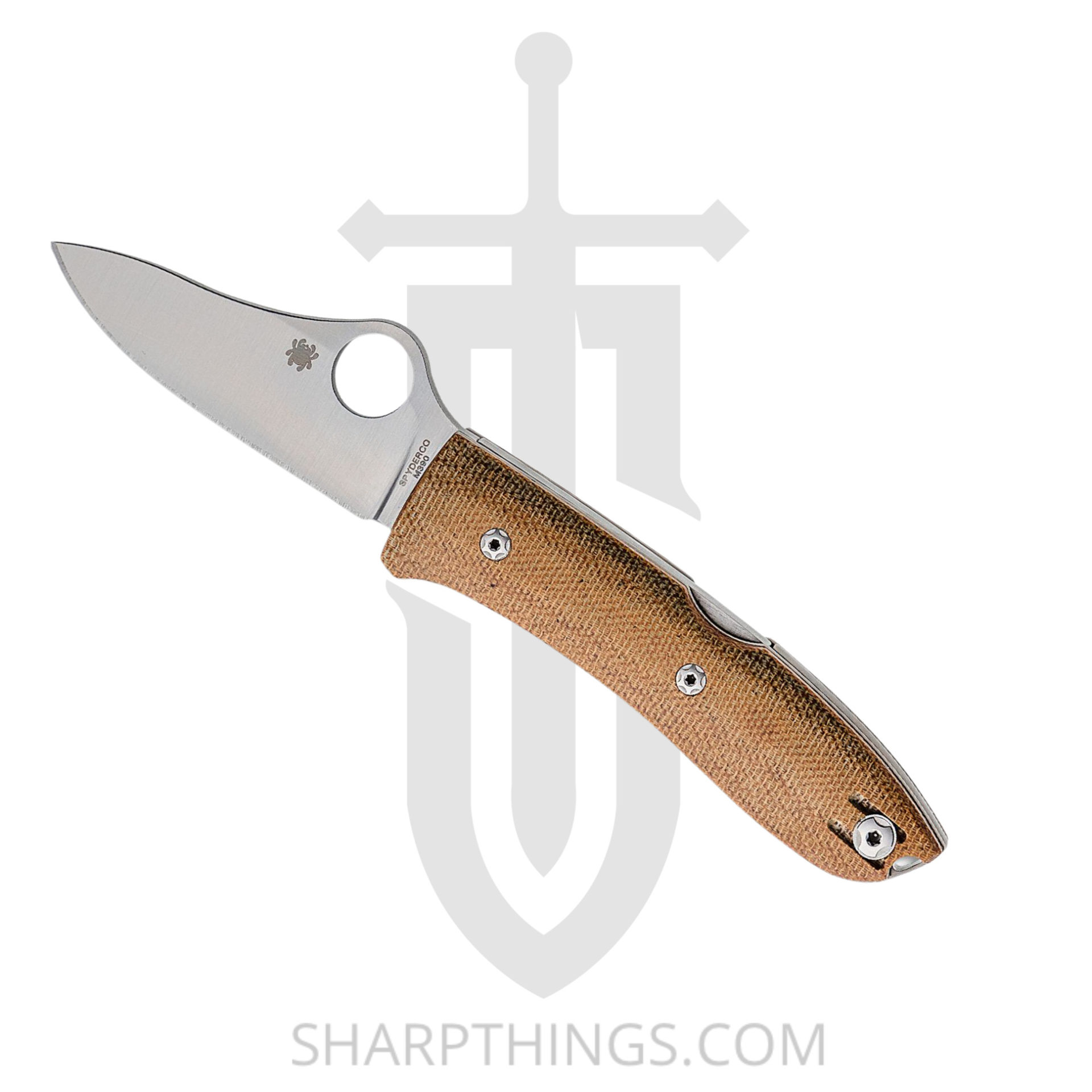 Spyderco - SC255CMP - SpyOpera Lockback - Folding Knife - M390 Satin Drop Point - Canvas Micarta - Brown - Image 6