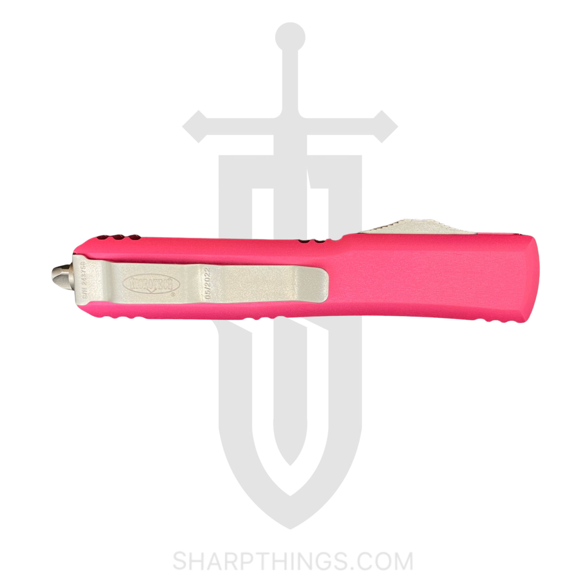 Microtech - 121-10PK - Ultratech - OTF Auto - Elmax, M390, 204P Stonewash Drop Point - 6061-T6 Aluminum - Pink - Image 3