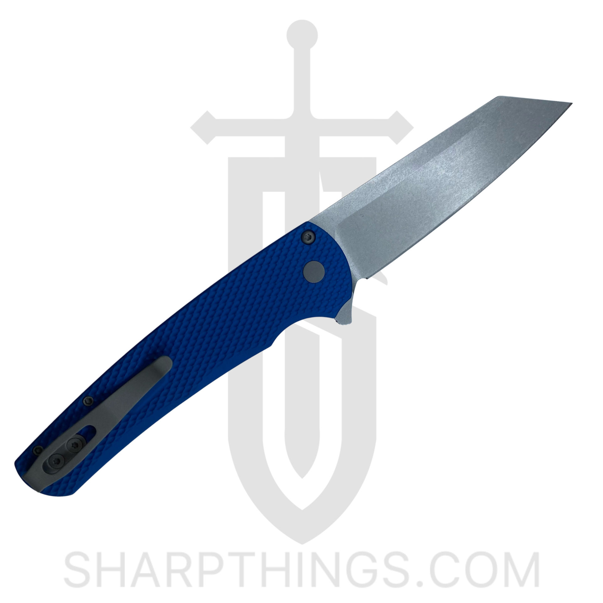 ProTech - 5205-BLUE - Malibu - Automatic Knife - CPM-20CV Stonewash Reverse Tanto - 7075 Aluminum - Blue - Image 3