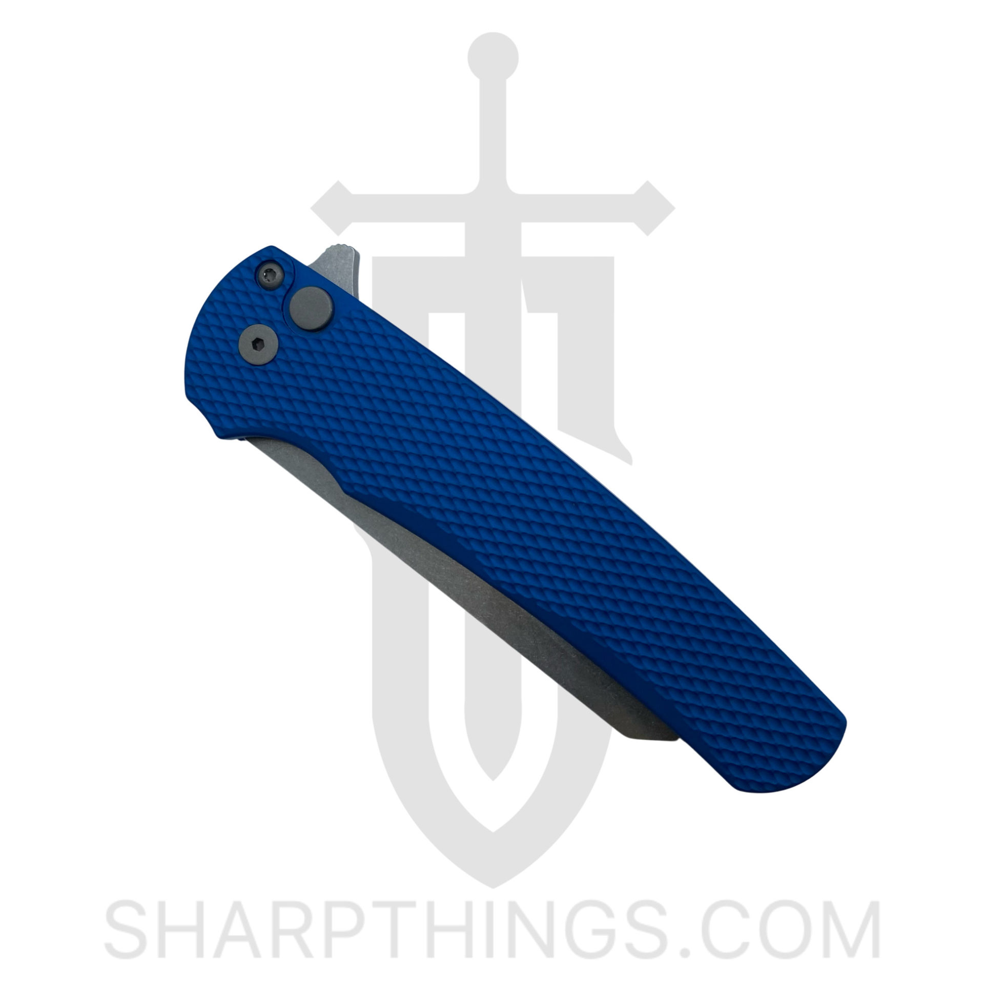 ProTech - 5205-BLUE - Malibu - Automatic Knife - CPM-20CV Stonewash Reverse Tanto - 7075 Aluminum - Blue - Image 2
