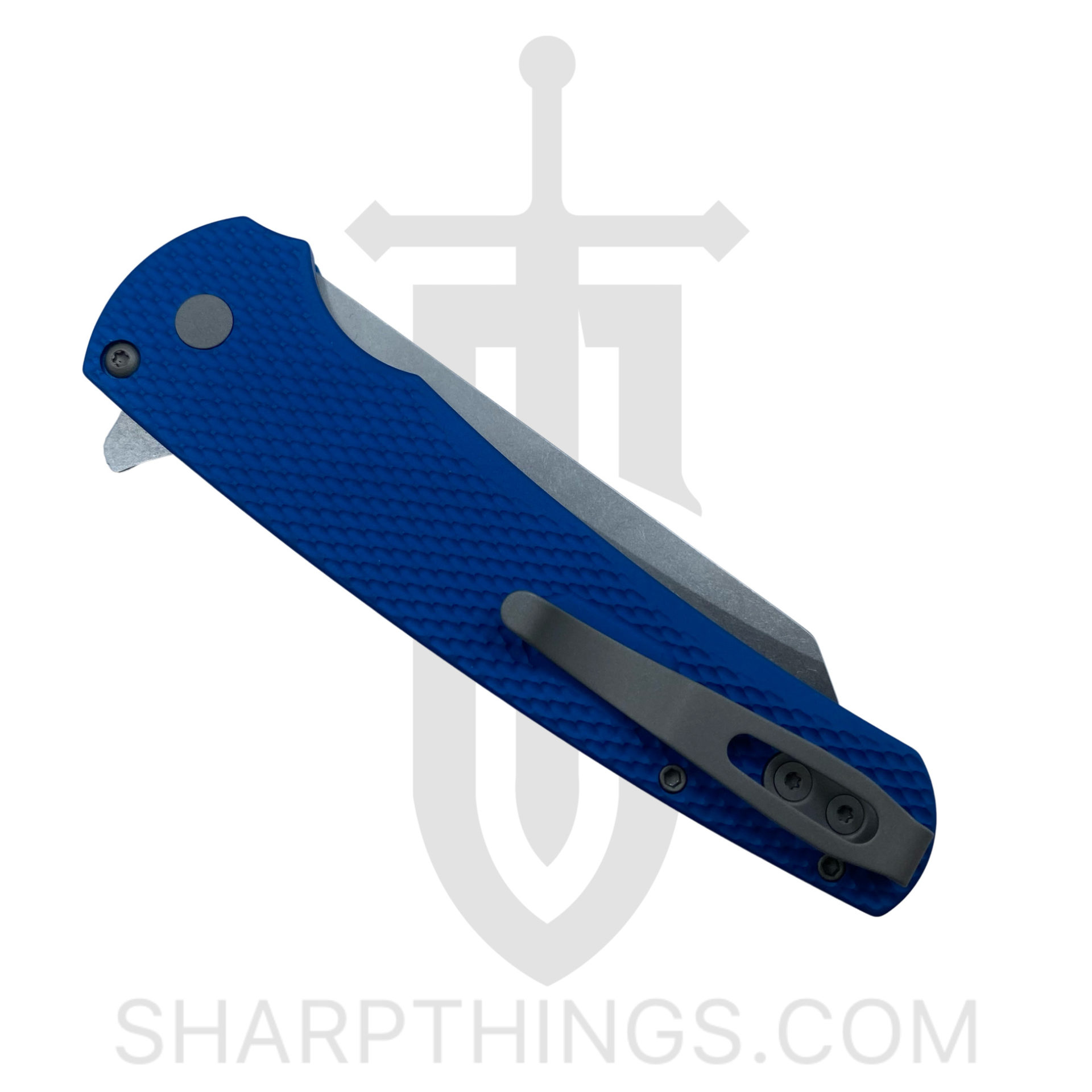 ProTech - 5205-BLUE - Malibu - Automatic Knife - CPM-20CV Stonewash Reverse Tanto - 7075 Aluminum - Blue - Image 4