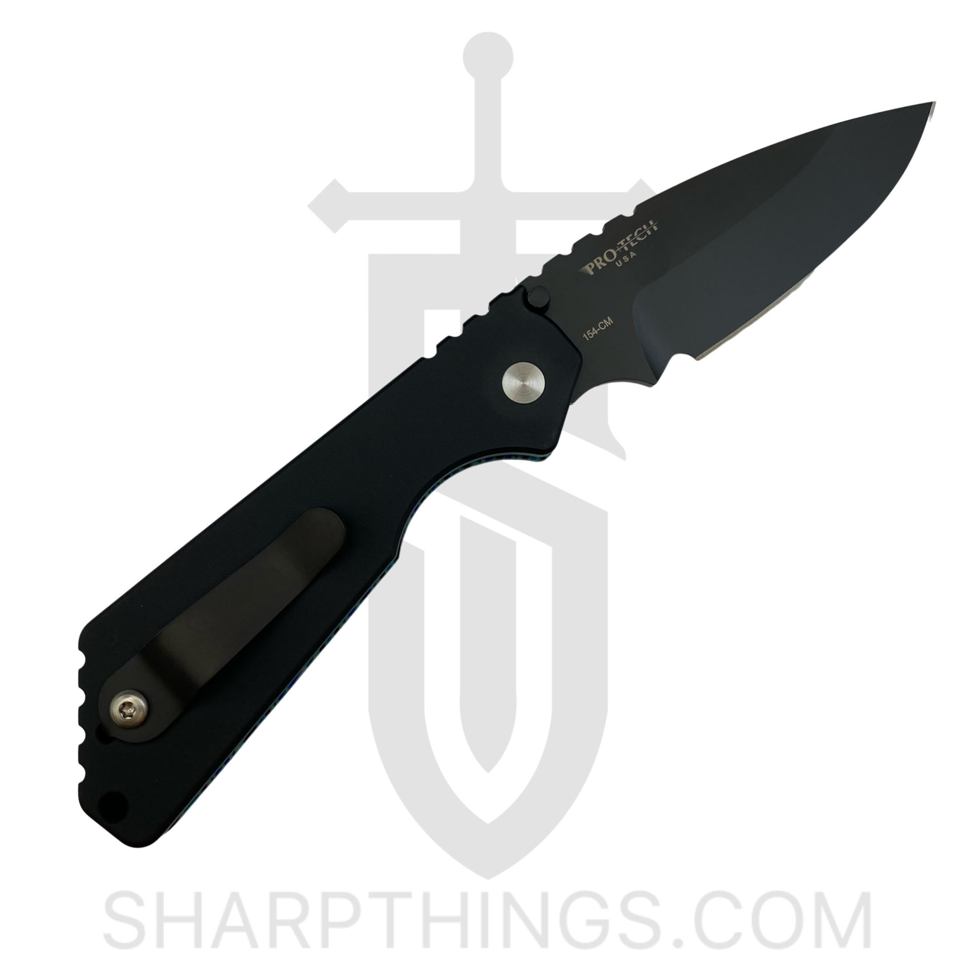 ProTech - SnGMC3 - Custom Strider SnG Edition - Automatic Knife - 154CM Coated Drop Point - Aluminum/G-Carta - Black/Blue/Green - Image 3
