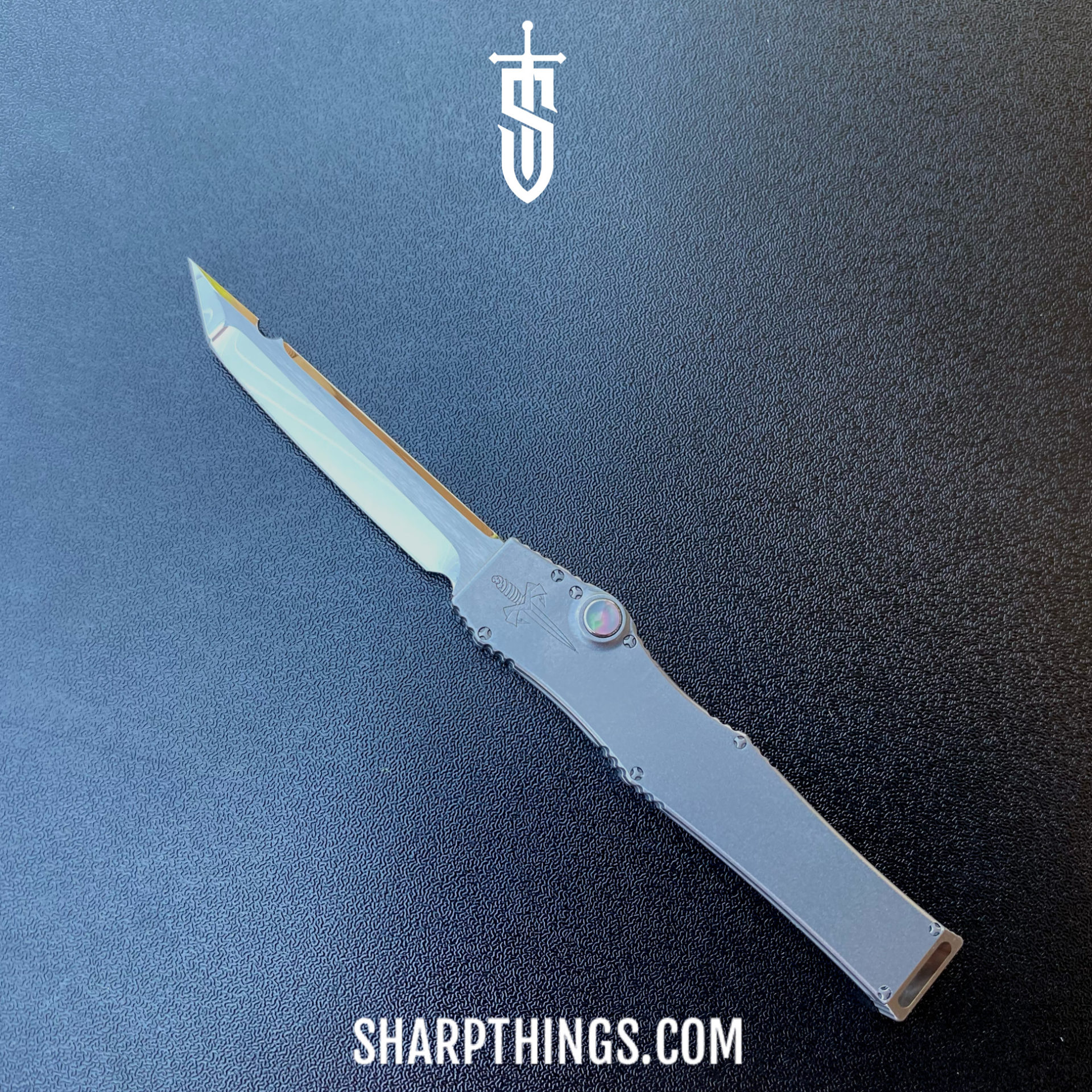 Marfione Custom Knives - 349-MCK-Mir - Marfione Custom Halo III Mini - Automatic Knife - 349-MCK-Mir Marfione Custom Halo III Mini Automatic Knife - 416 SS/MOP - Natural - Image 15