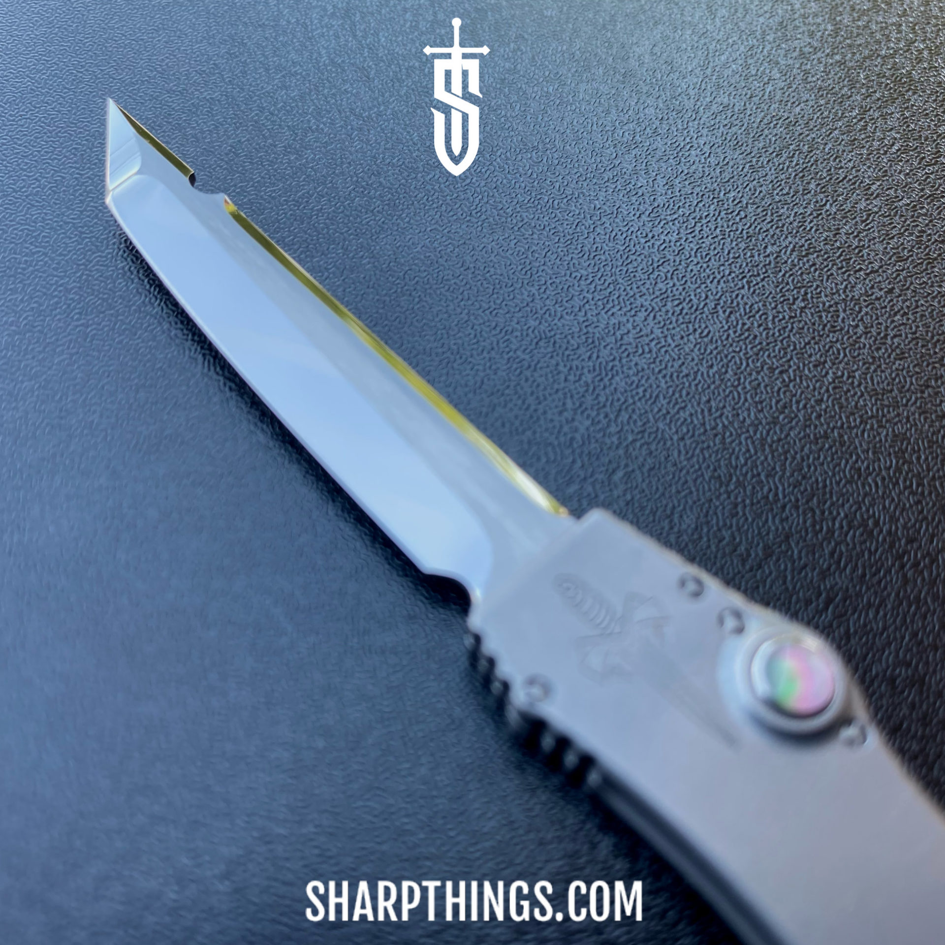 Marfione Custom Knives - 349-MCK-Mir - Marfione Custom Halo III Mini - Automatic Knife - 349-MCK-Mir Marfione Custom Halo III Mini Automatic Knife - 416 SS/MOP - Natural - Image 6