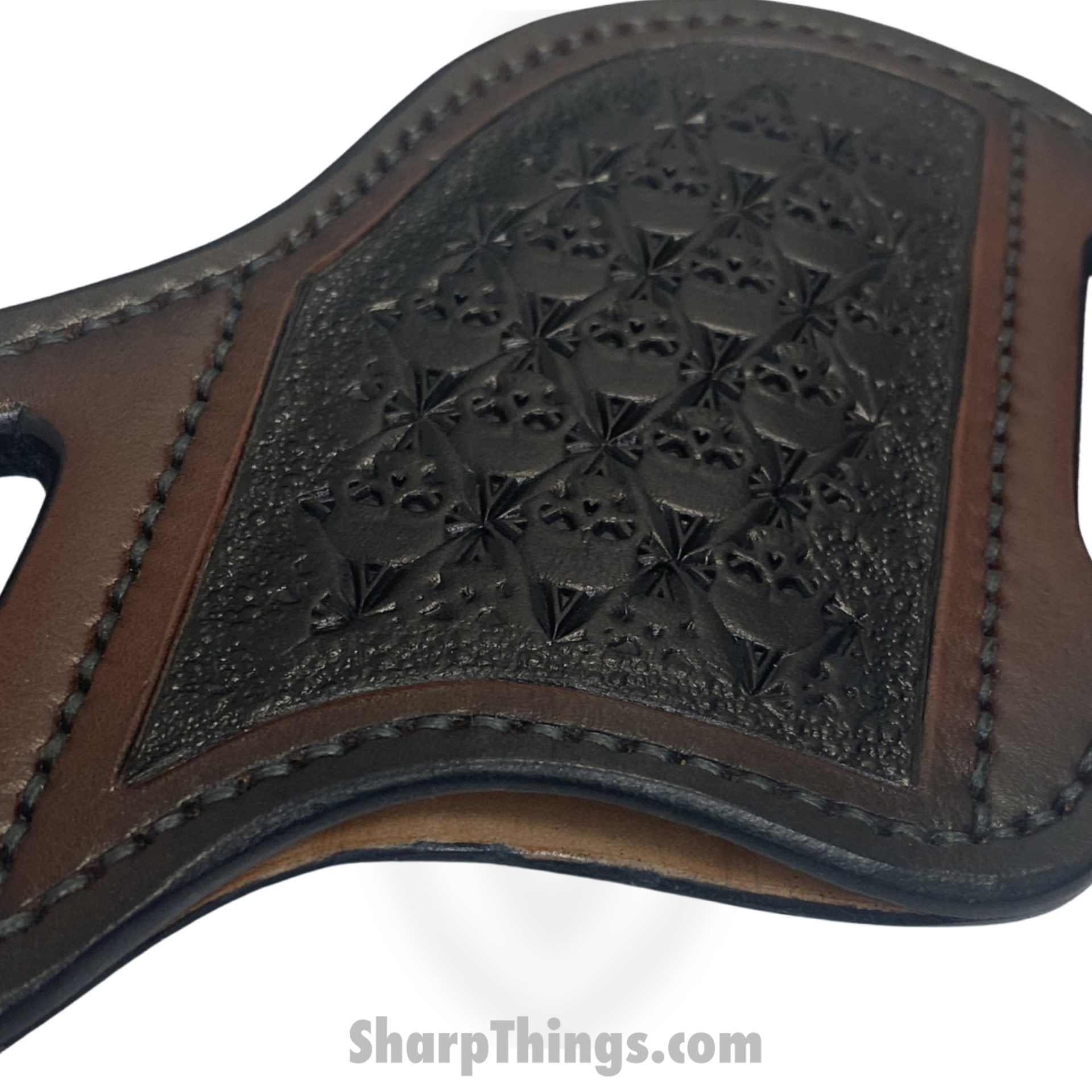 Cave Blades - LgBltHlstrO - Large Full Grain Leather Hip Knife Holster - Ornate - Image 3