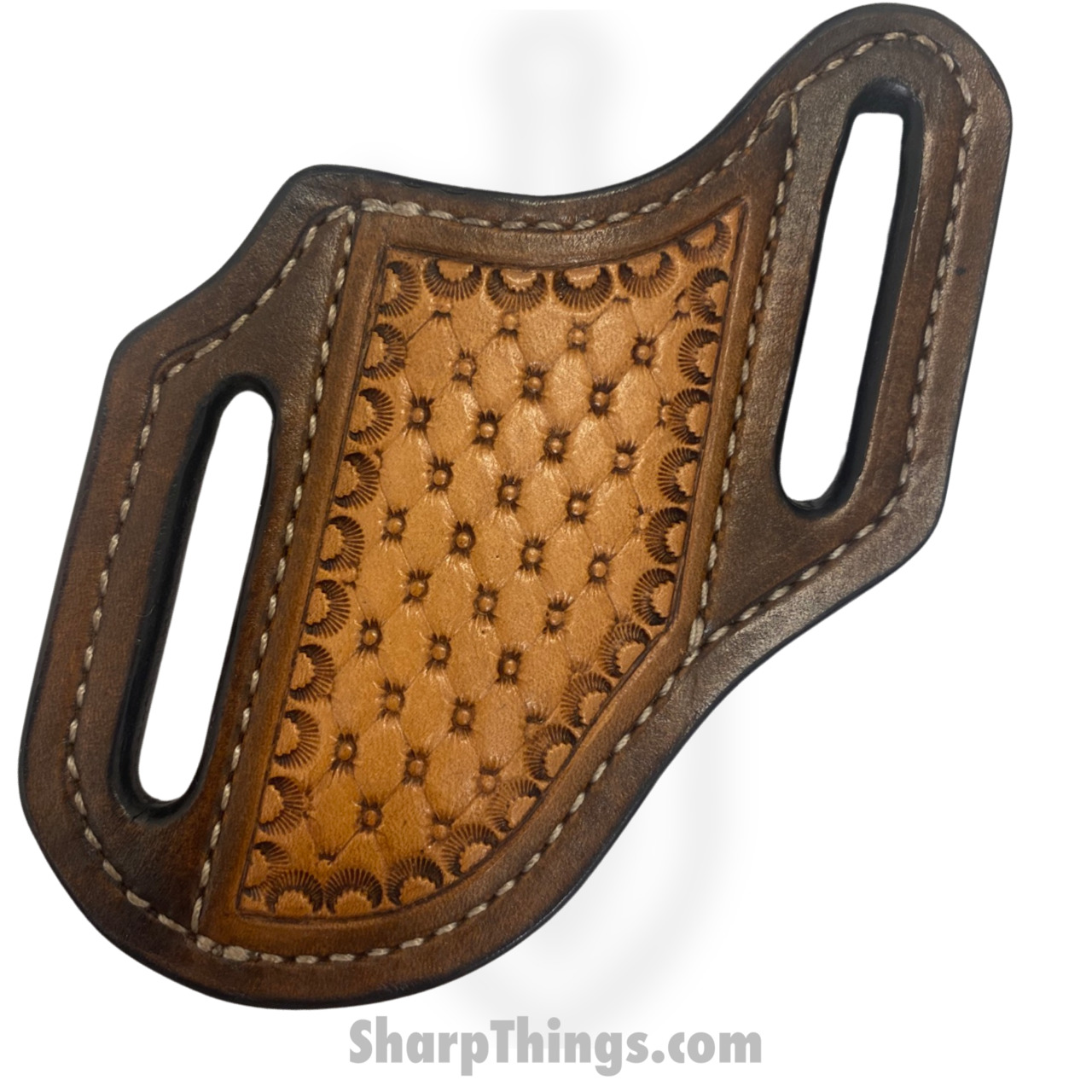 Cave Blades - MdBltHlstrO - Medium Full Grain Leather Hip Knife Holster - Ornate