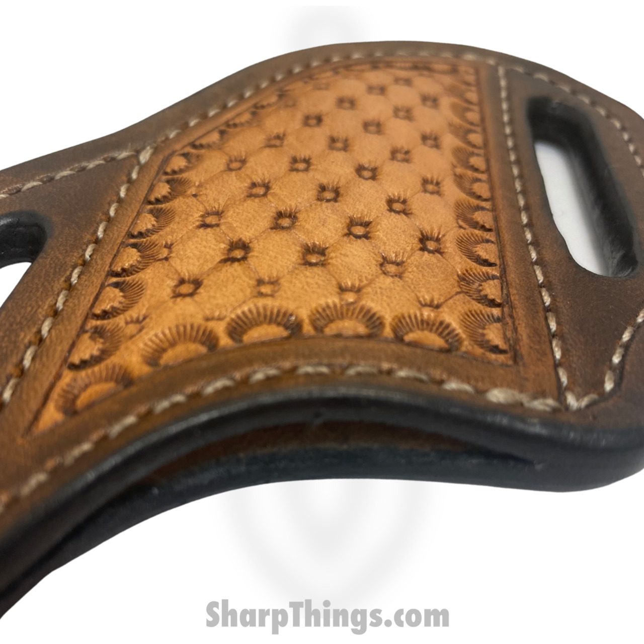Cave Blades - MdBltHlstrO - Medium Full Grain Leather Hip Knife Holster - Ornate - Image 3