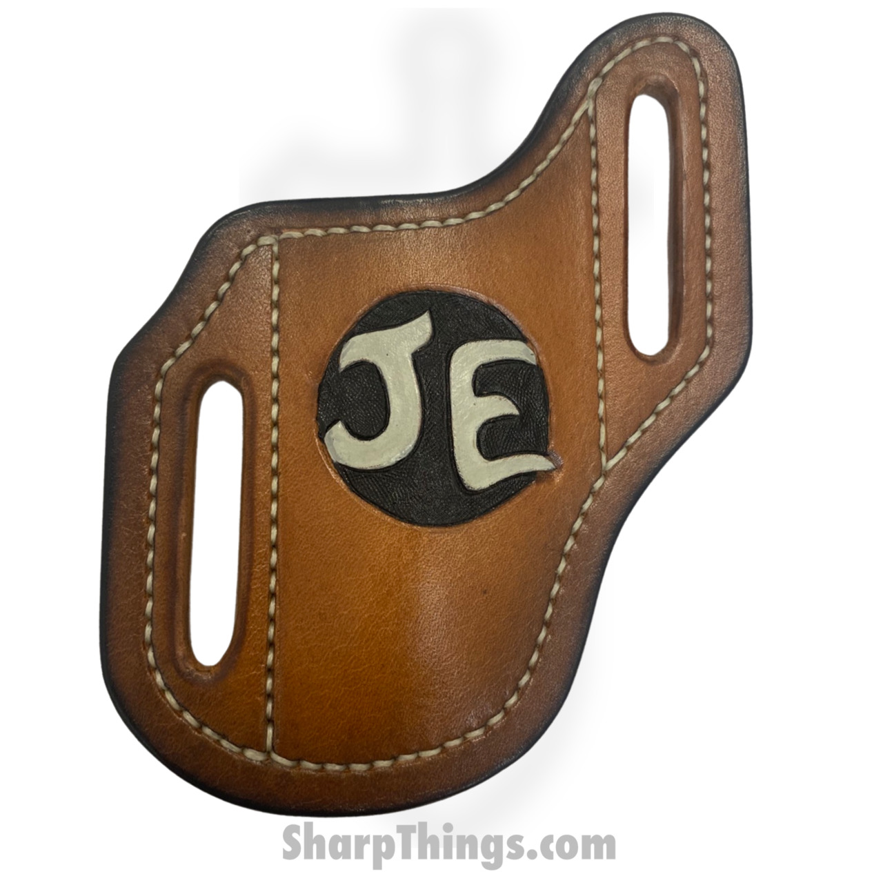 Cave Blades - Md+BltHlstrJE - Medium Full Grain Leather Hip Knife Holster - Ornate