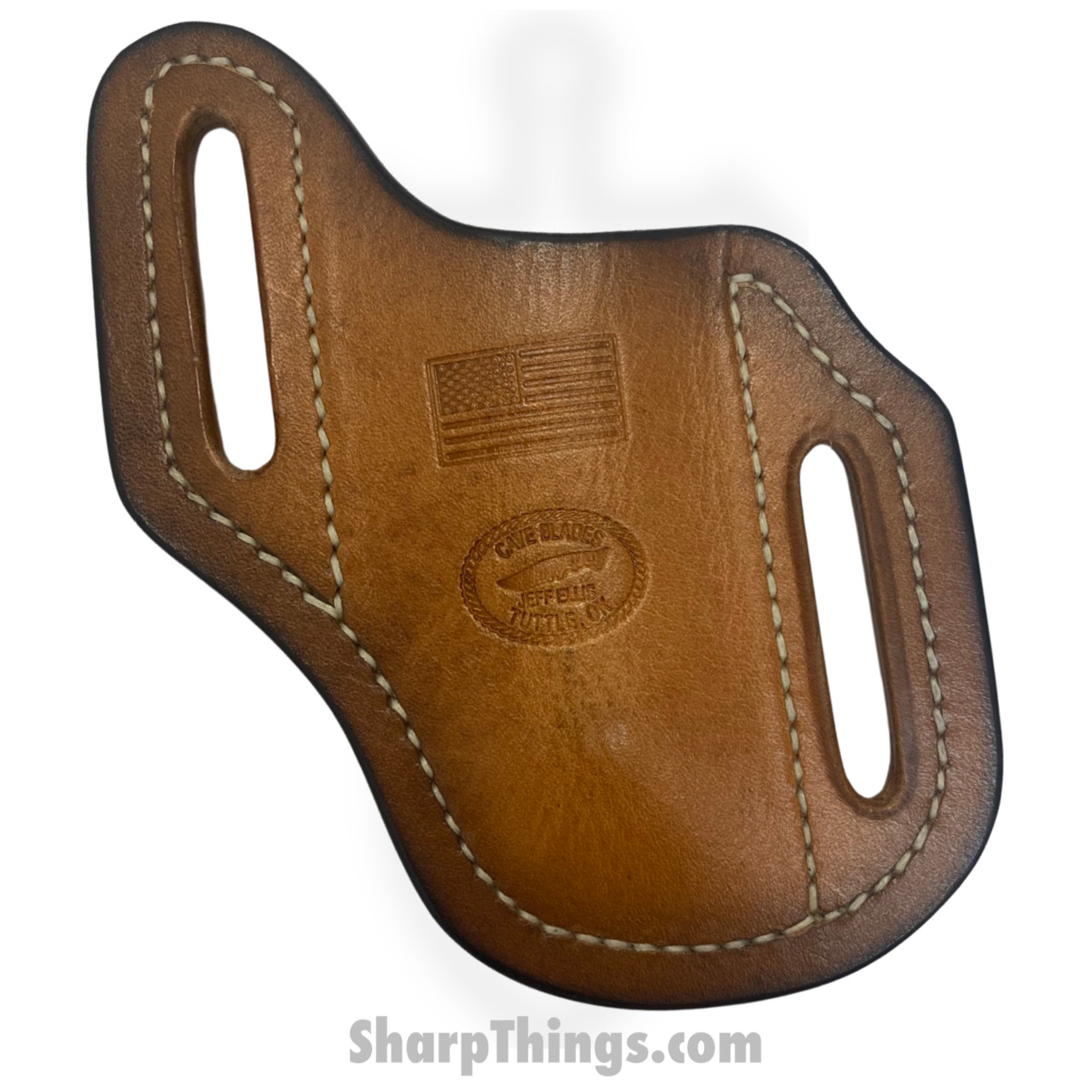 Cave Blades - Md+BltHlstrJE - Medium Full Grain Leather Hip Knife Holster - Ornate - Image 2