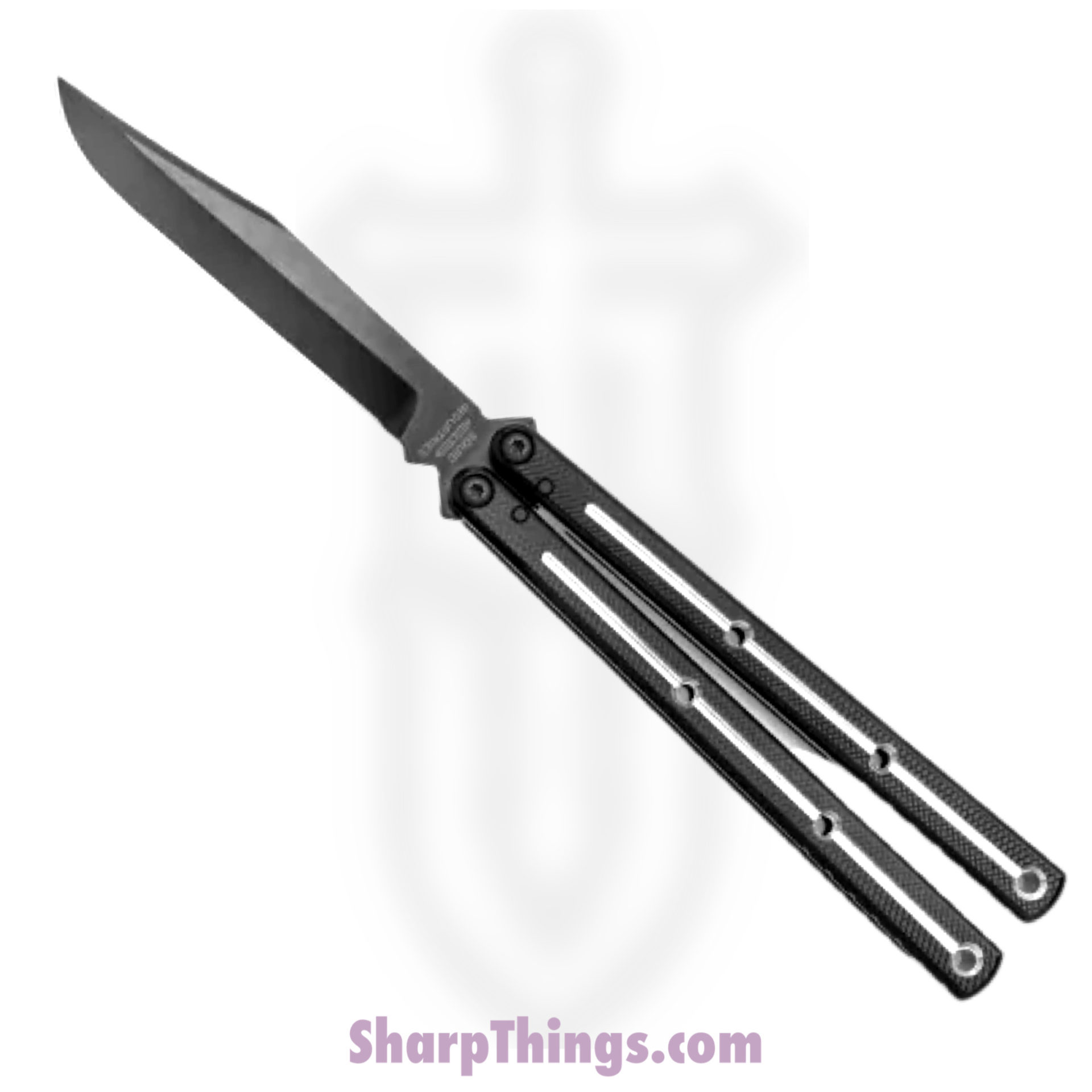 Squid Industries - BS0501 - Krake Raken V2.5 DT - Balisong - Inked Bowie - 7075 Aluminum - Black