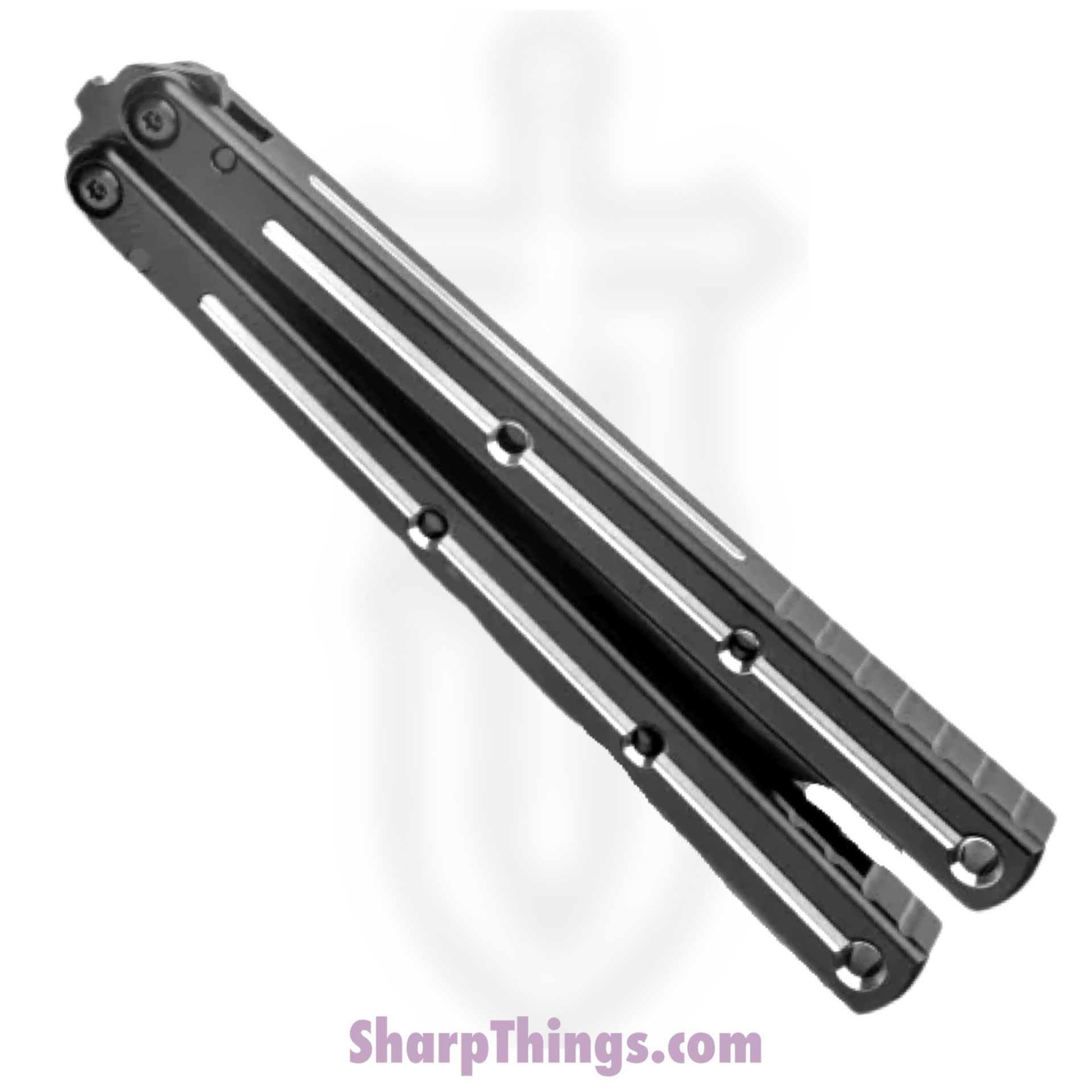 Squid Industries - BS0501 - Krake Raken V2.5 DT - Balisong - Inked Bowie - 7075 Aluminum - Black - Image 2