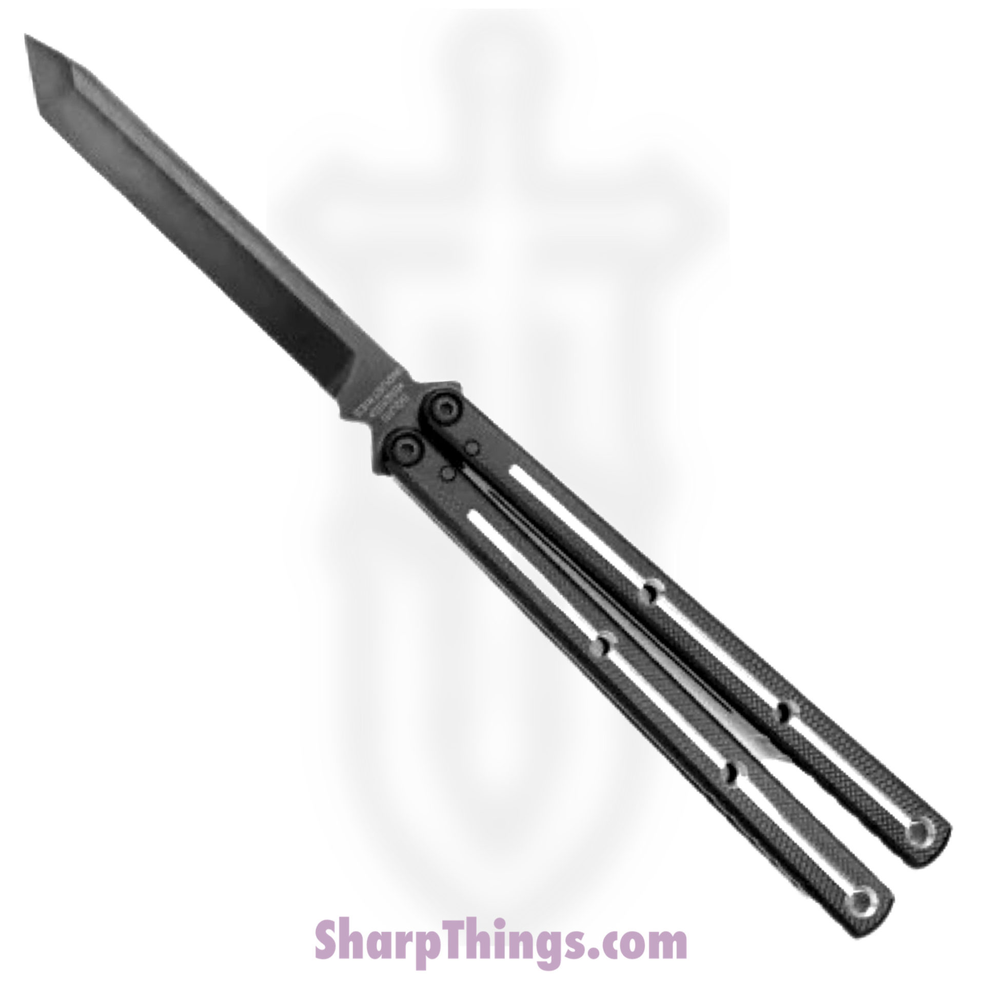 Squid Industries - BS1601 - Krake Raken V2.5 DT - Balisong - Inked Tanto - 7075 Aluminum - Black