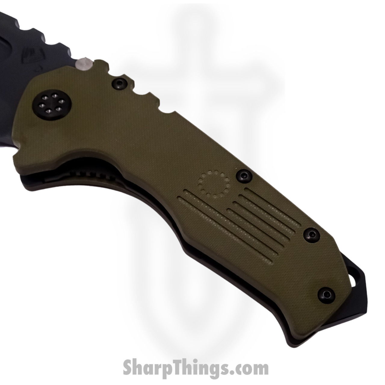 Medford Knife - MKM30DPT-1010-TPCP-BP - Scout M/P Tanto Linerlock Knife - D2 G10 - OD Green and Black - Image 5