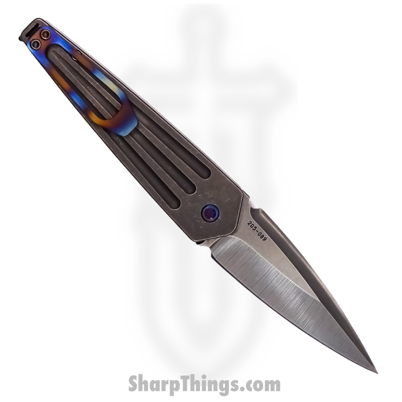 Medford Knife - MK209STQ-01TM-TFCF-BN - Nosferatu Auto Folding Spike Blade - S35VN Tumbled - Titanium - Image 4