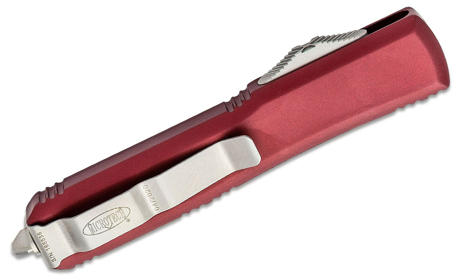 Microtech - 121-10MR - Ultratech - OTF Auto - Elmax, M390, 204P Stonewash Drop Point - 6061-T6 Aluminum - Merlot - Image 5