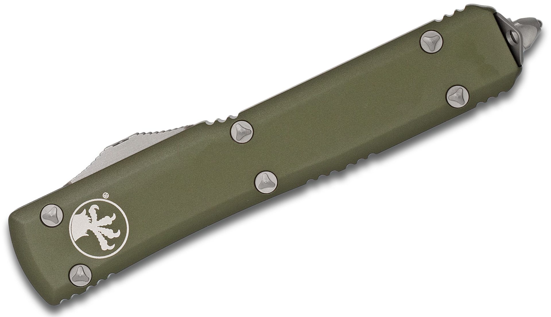 Microtech - 121-10OD - Ultratech - OTF Auto - Elmax, M390, 204P Stonewash Drop Point - 6061-T6 Aluminum - OD Green - Image 5