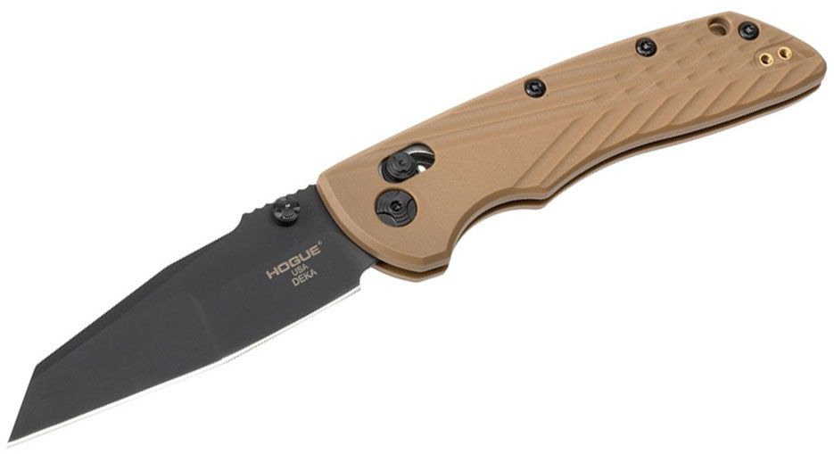Hogue Knives - HO24367 - Deka - Folding Knife - CPM-Magnacut Black Cerakote Modified Wharncliffe - FDE Polymer Scales - Flat Dark Earth - Image 5