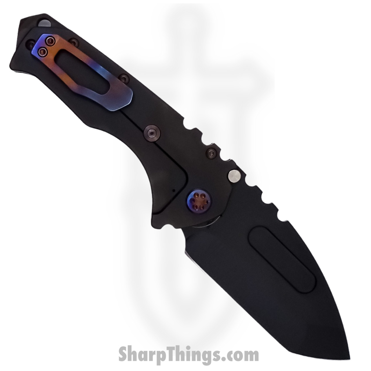 Medford Knife - MK012MPT-30PV-TFCF-BP - Praetorian "T" MagnaCut Tanto Folding Knife - PenAno Flamed Handle Perimeters - Image 4