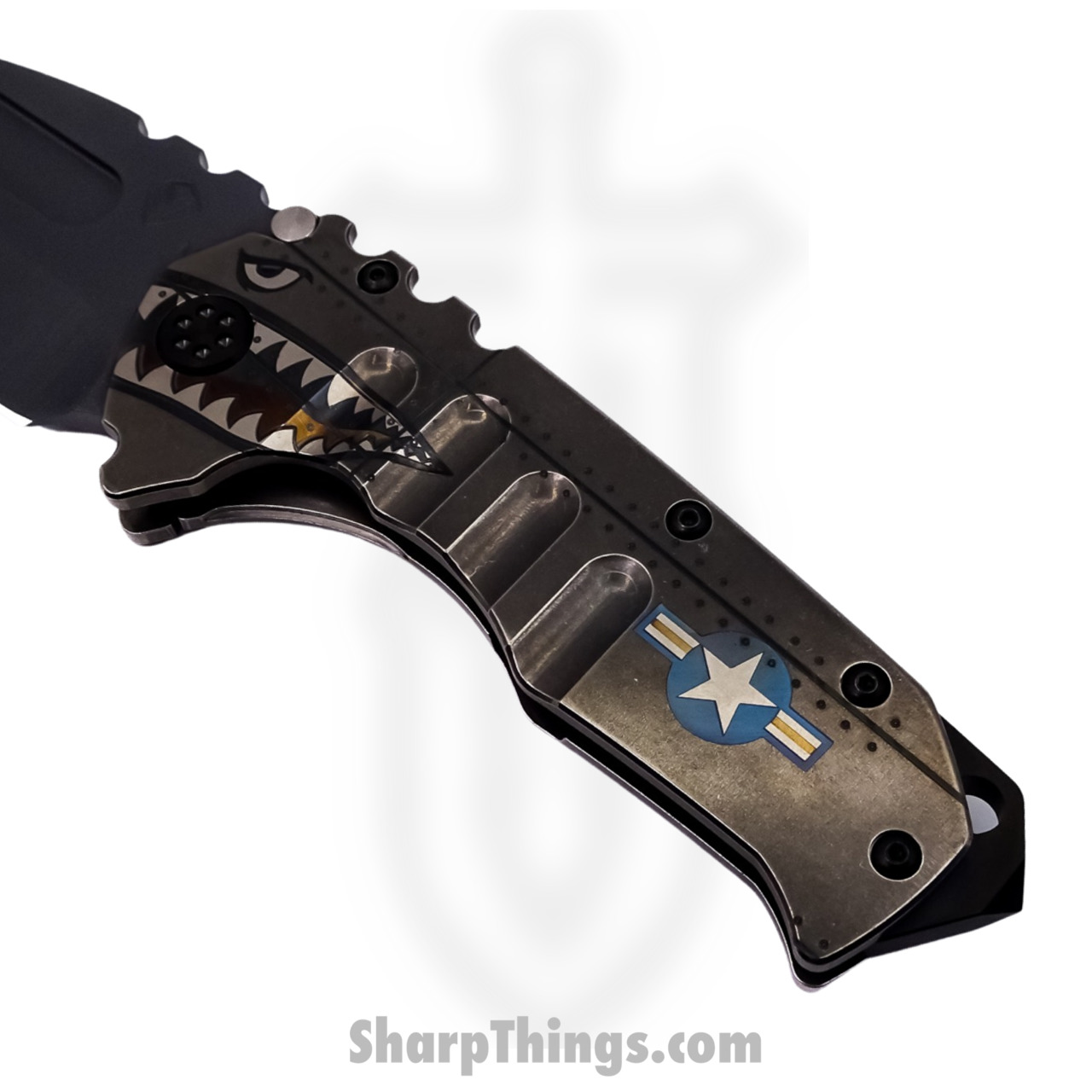 Medford Knife - MK012MPD-01TM-TPCP-BP - Praetorian "T" MagnaCut Drop Point Folding Knife - "Warthog Rivets" - Image 3