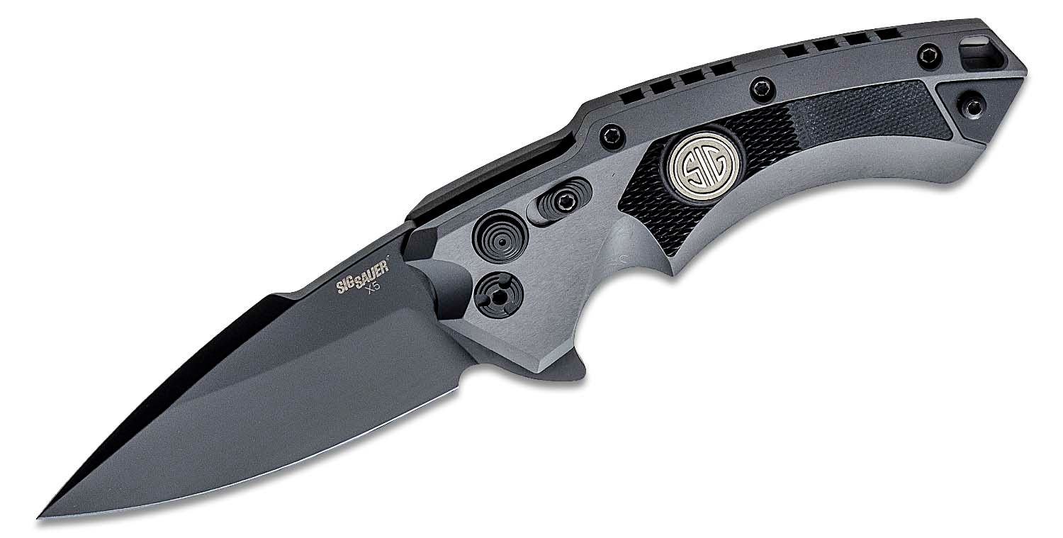 Hogue Knives - 36572 - SIG X5 Emperor Scorpion - Folding Knife - CPM 154 Coated Spear Point - 6061-T6 Aluminum/G10 - Grey/Black - Image 6