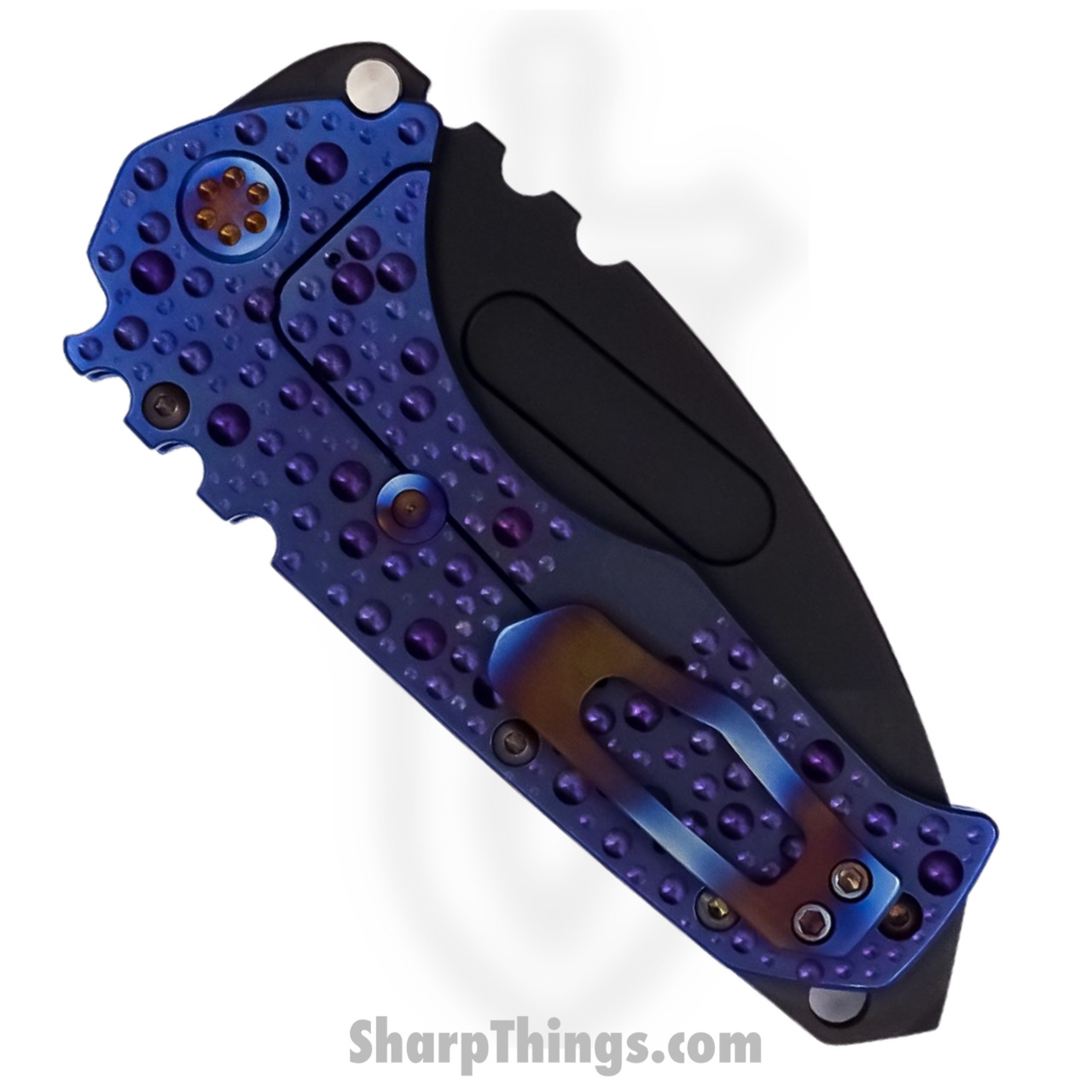 Medford Knife - MK012MPT-37A2-TFCF-BP - Praetorian "T" MagnaCut Tanto Folding Knife - "Dimples" - Blue Violet - Image 3