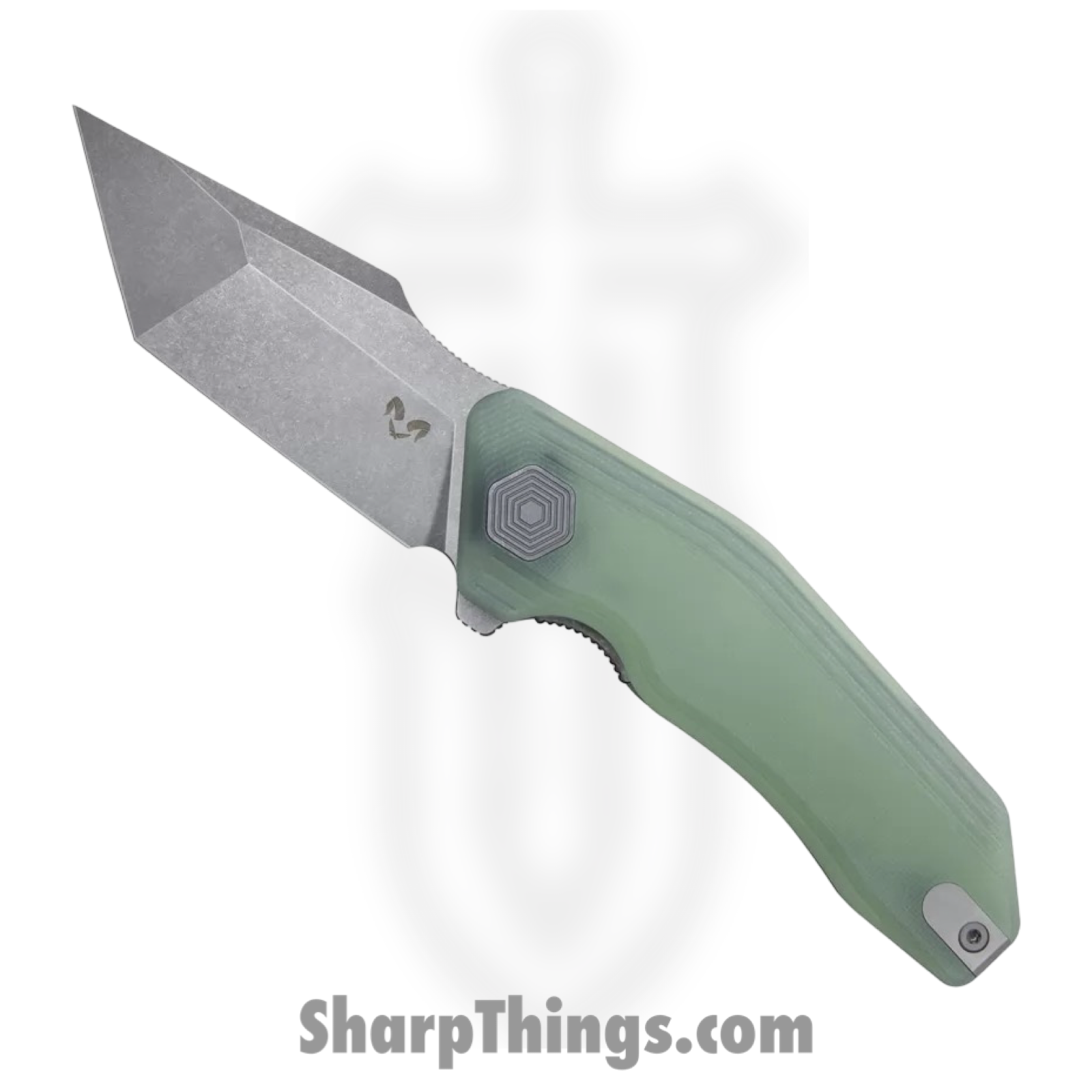 Damned Designs - DMN002GJ - Yokai - Folding Knife - 14C28N Stonewash Tanto - G10 - Jade