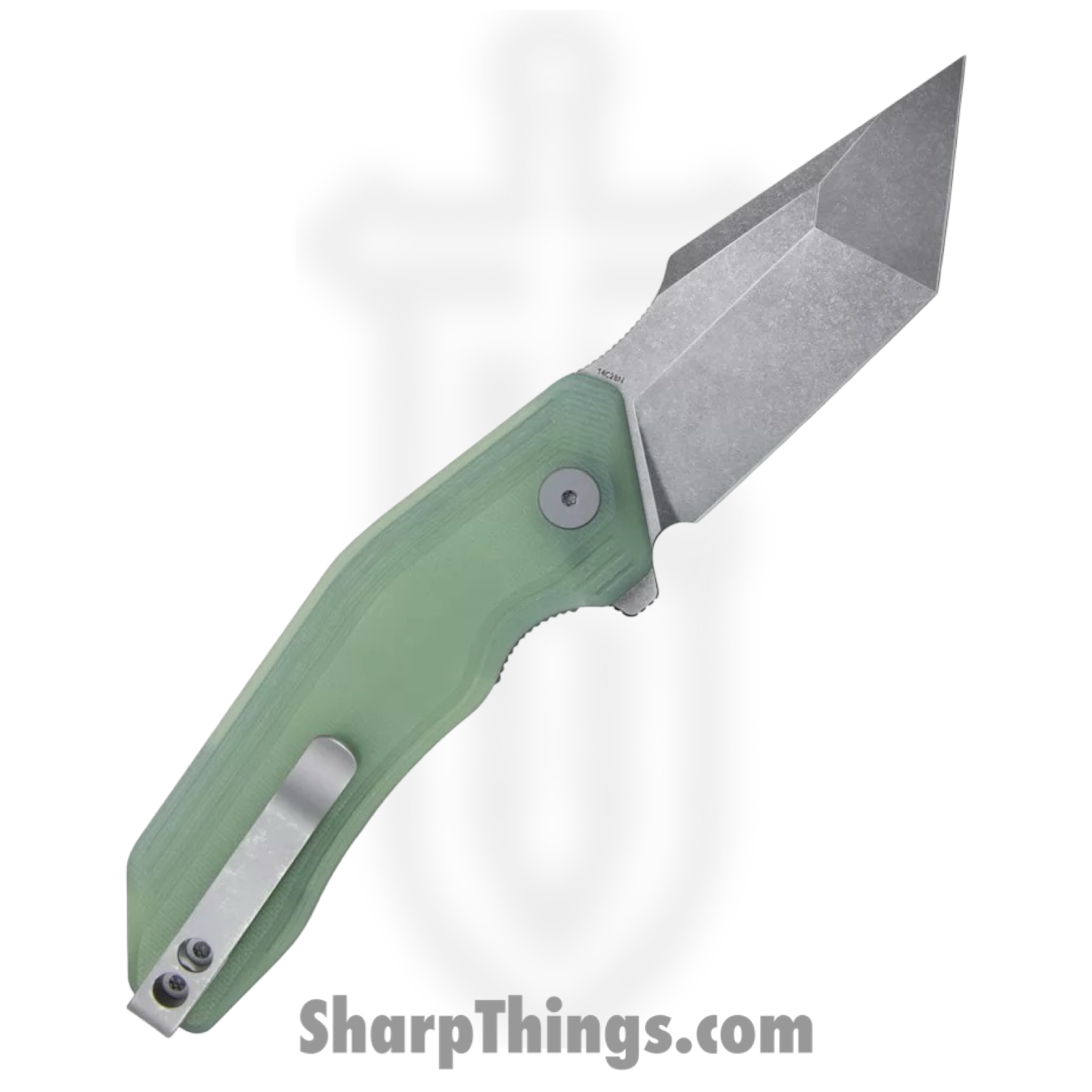 Damned Designs - DMN002GJ - Yokai - Folding Knife - 14C28N Stonewash Tanto - G10 - Jade - Image 2