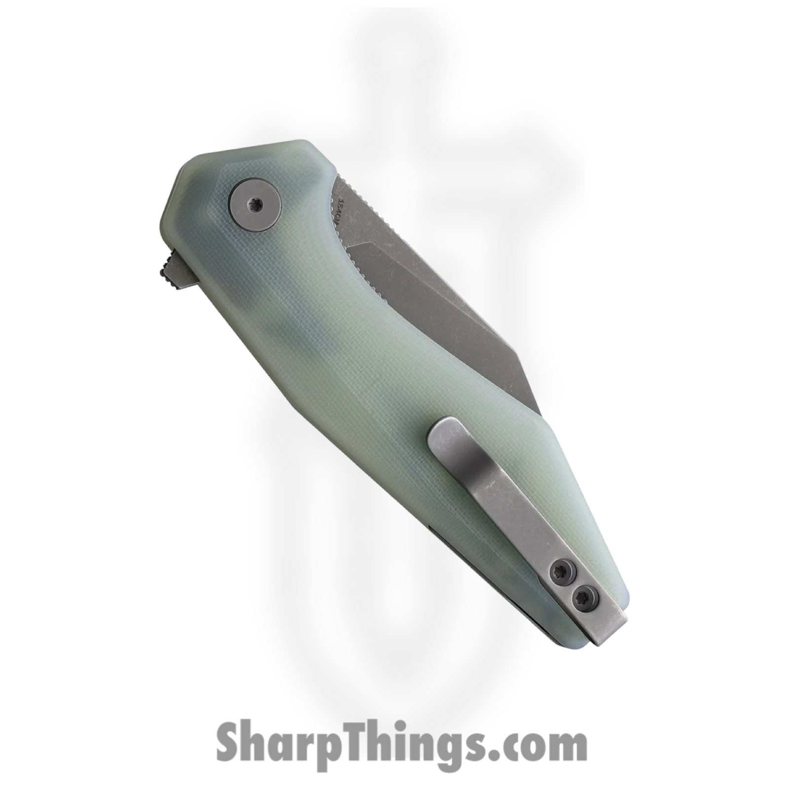 Damned Designs - DMN007GJ - Fenrir - Folding Knife - 154CM Stonewash Wharncliffe - G10 - Jade - Image 2