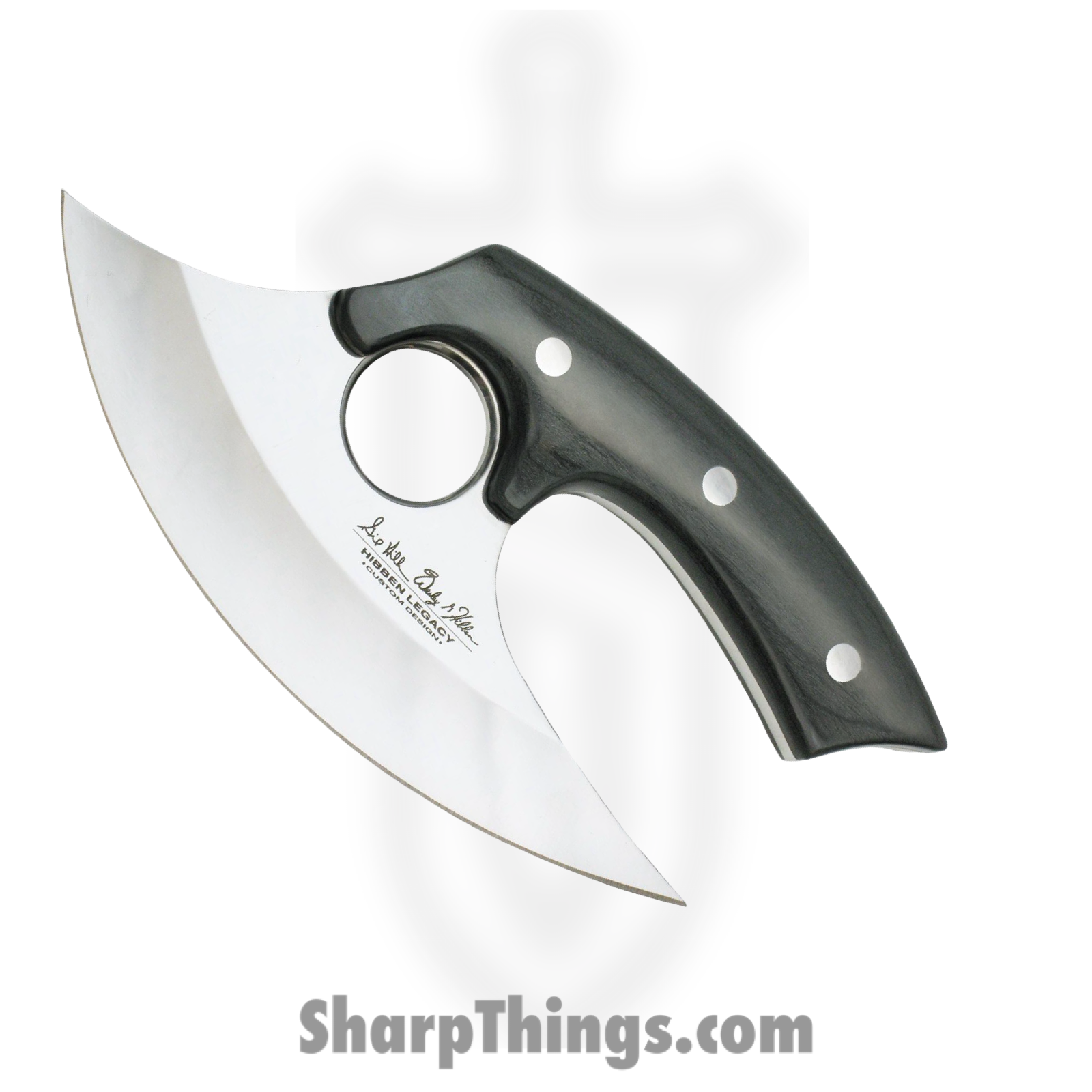 Gil Hibben - GH5074 - Legacy Ulu - Fixed Blade Knife - 5Cr15MoV Polished Ulu - Pakkawood - Black